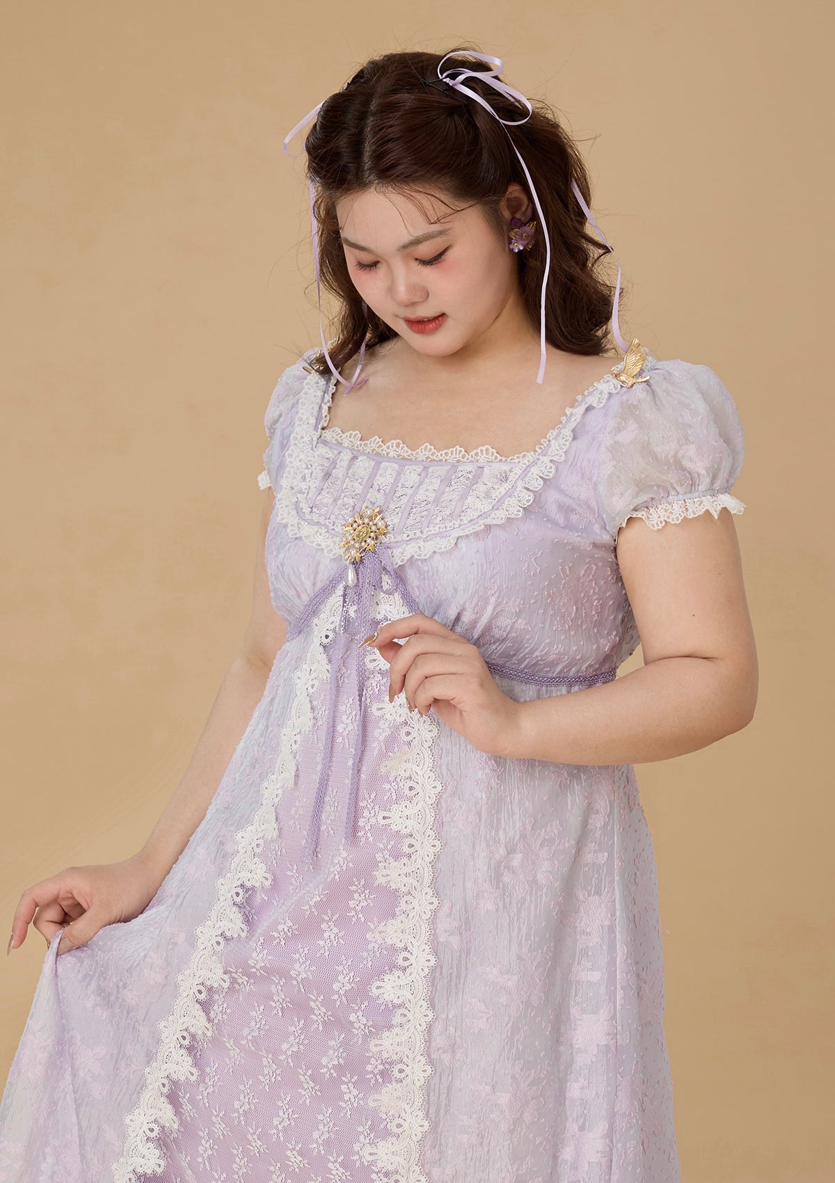 Curve & Plus Monet's Irises Regency Dress