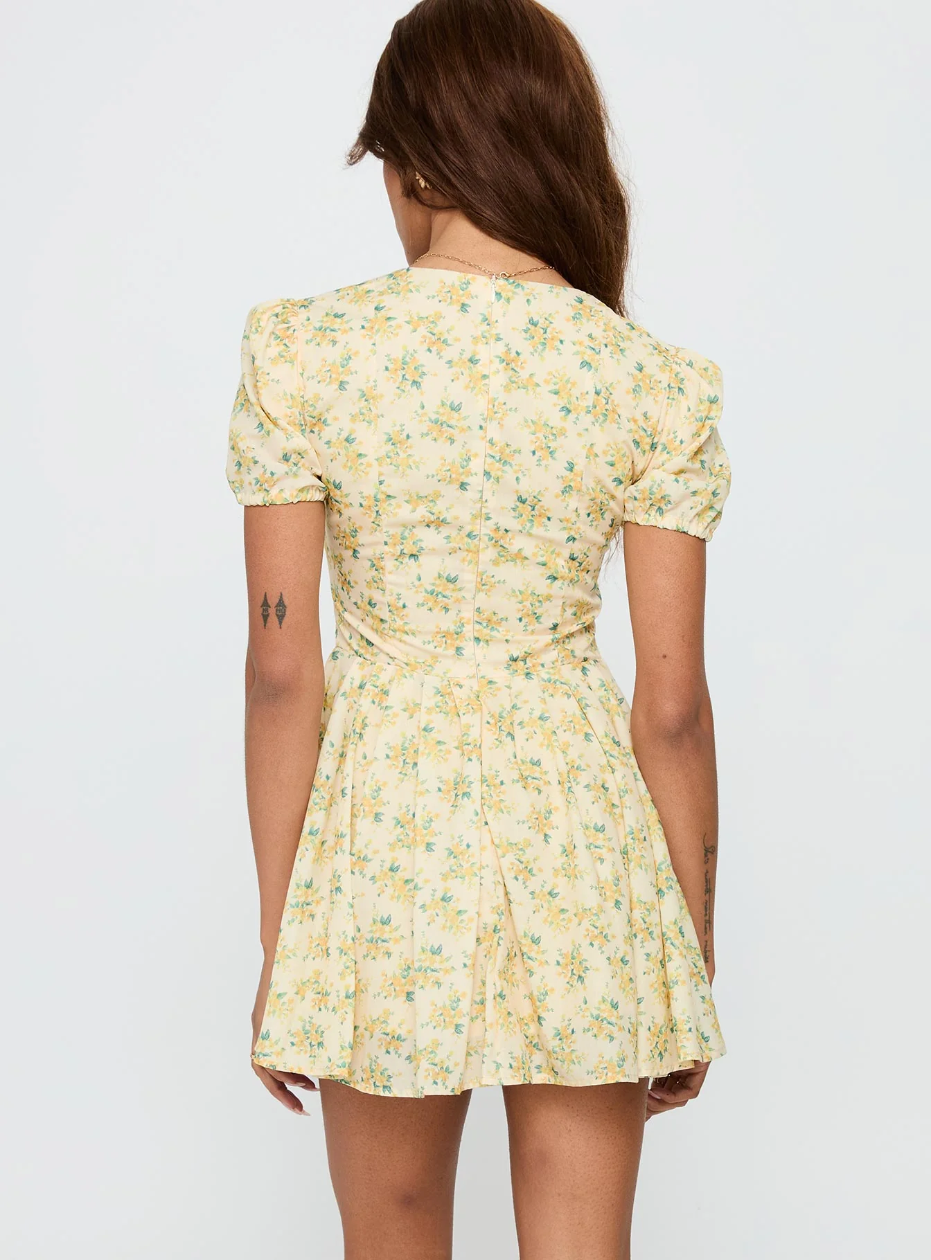 Ethelyn Mini Dress Yellow Floral