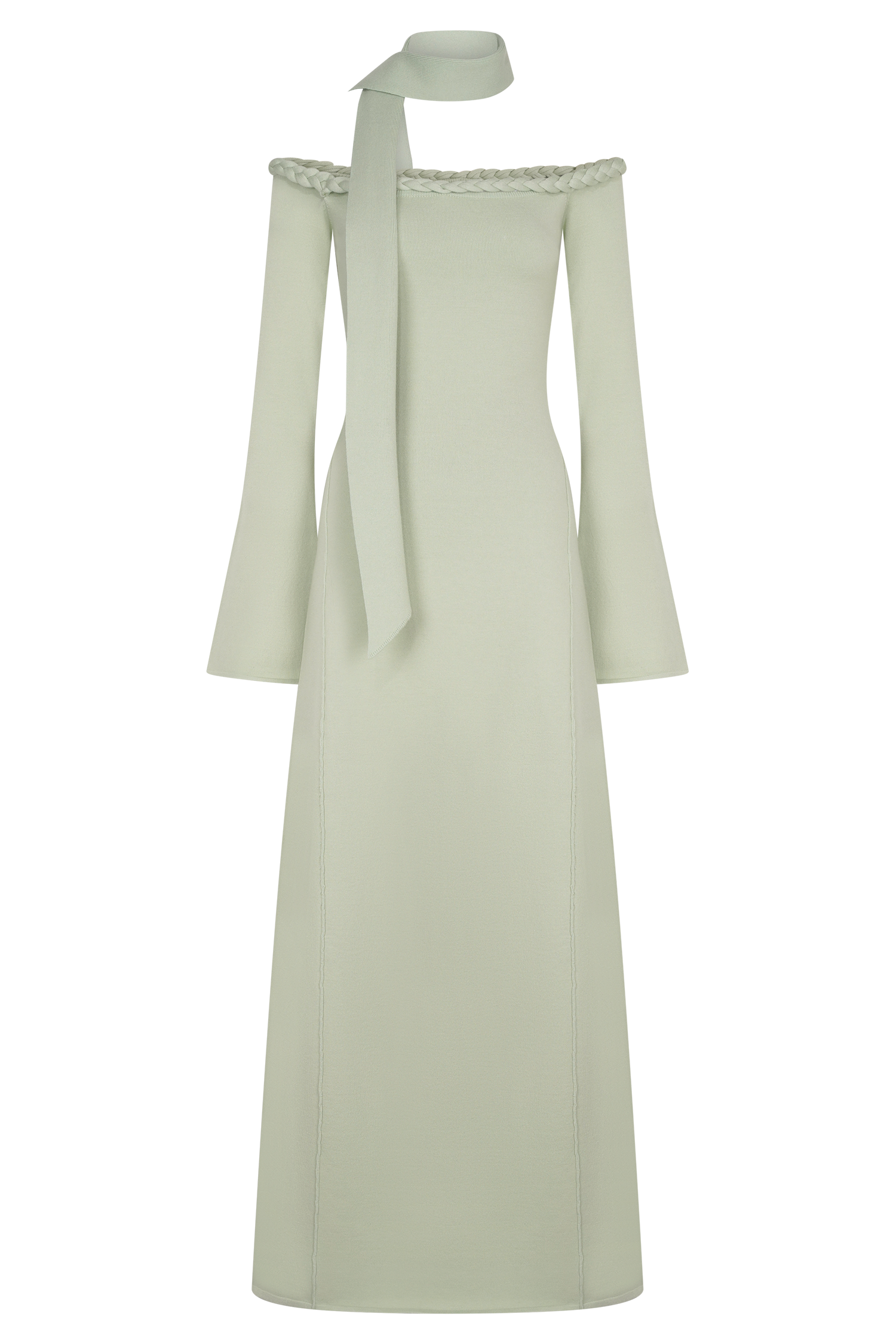 Heidi Strapless Knit Scarf Maxi Dress - Pastel Green