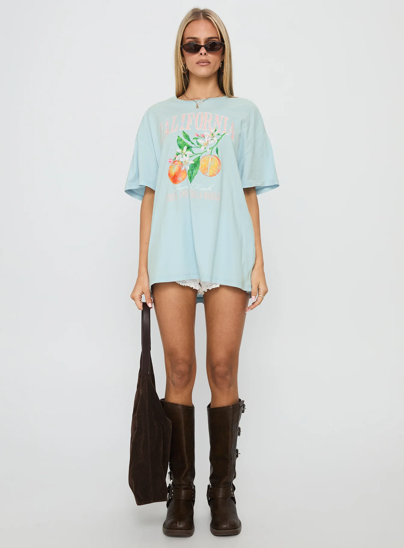 California Sugar Oversized Graphic Tee Blue