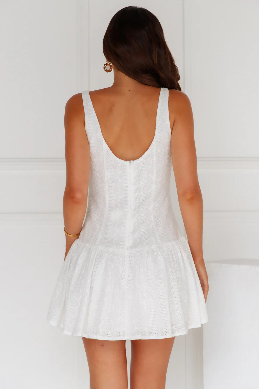 Fashion Showcase Embroidered Mini Dress White