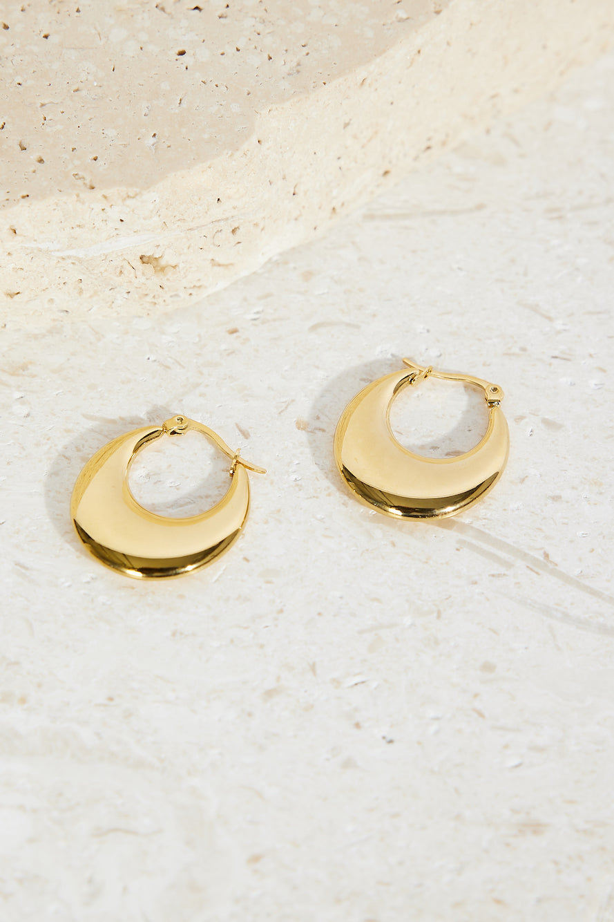 18k Gold Plated Slick Bun Hoop Earrings Gold