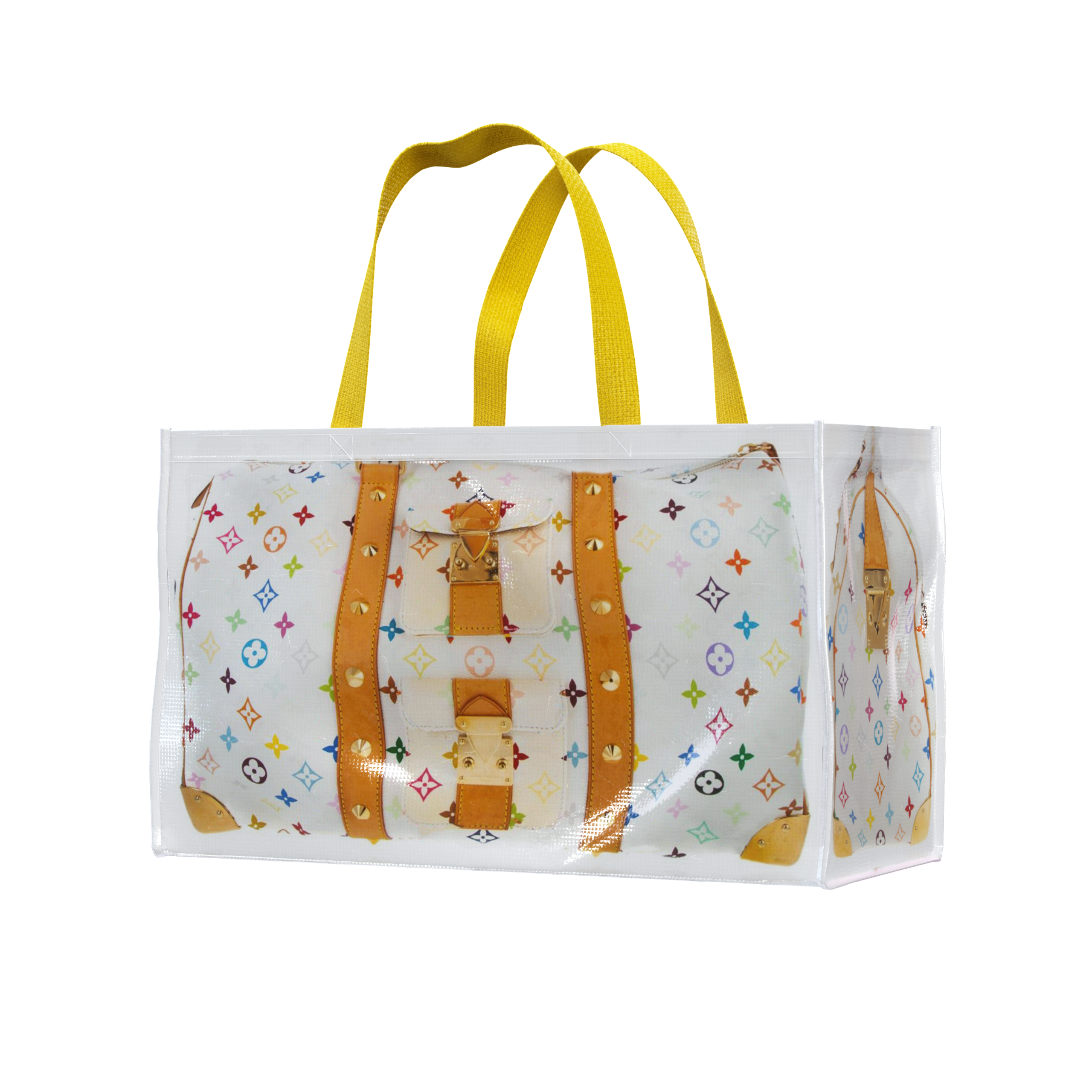 TITA ELVIE DUFFLE GROCERY BAG, BROWN CANVAS, LARGE