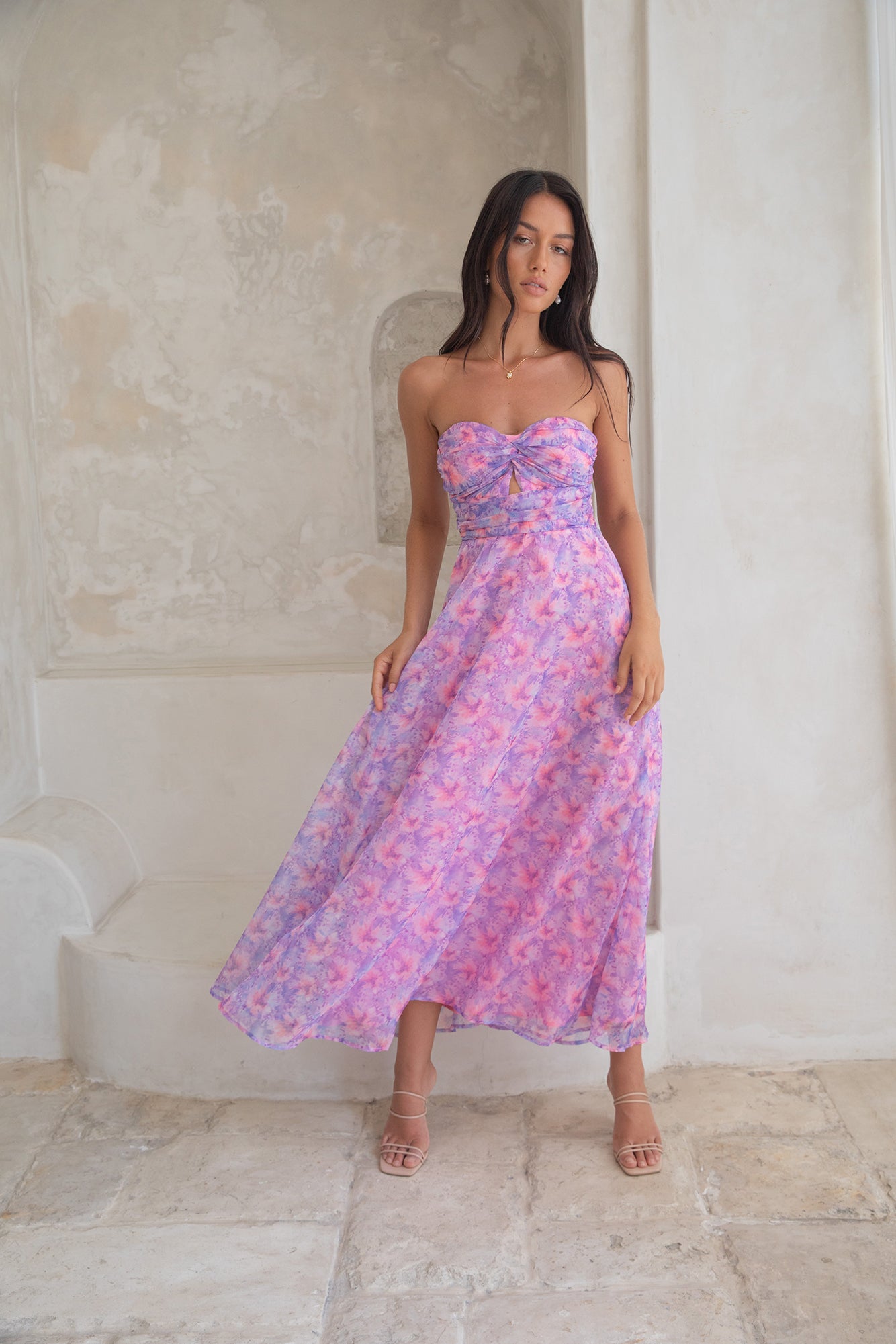 Upon The Moon Strapless Maxi Dress Purple