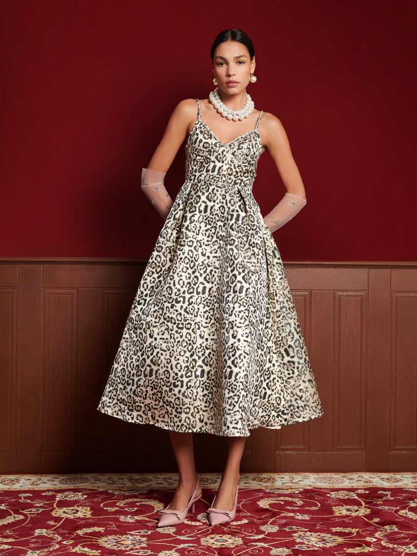 Gilded Leopard Midi Dress