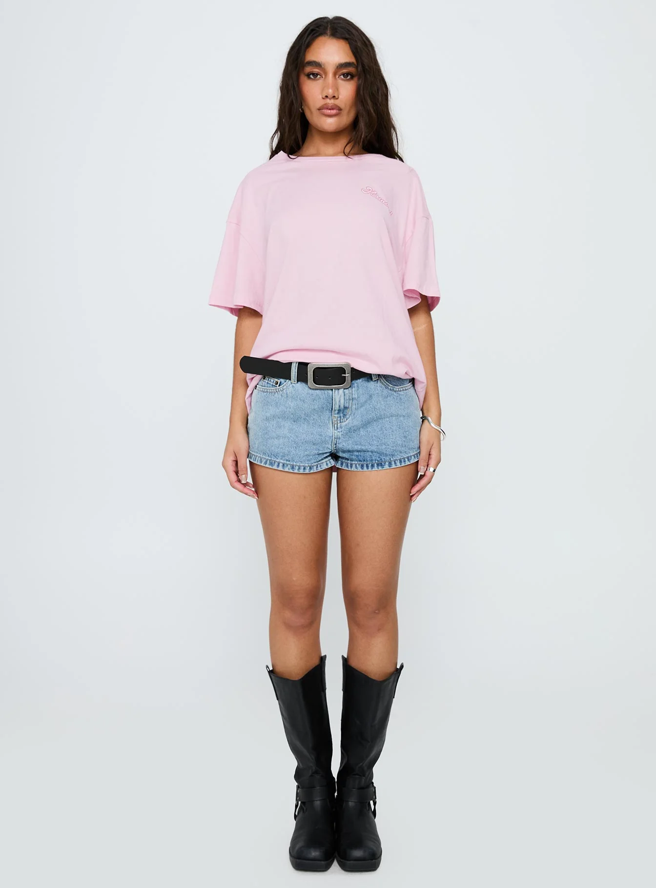Howdy Partner Oversized Graphic Tee Pink
