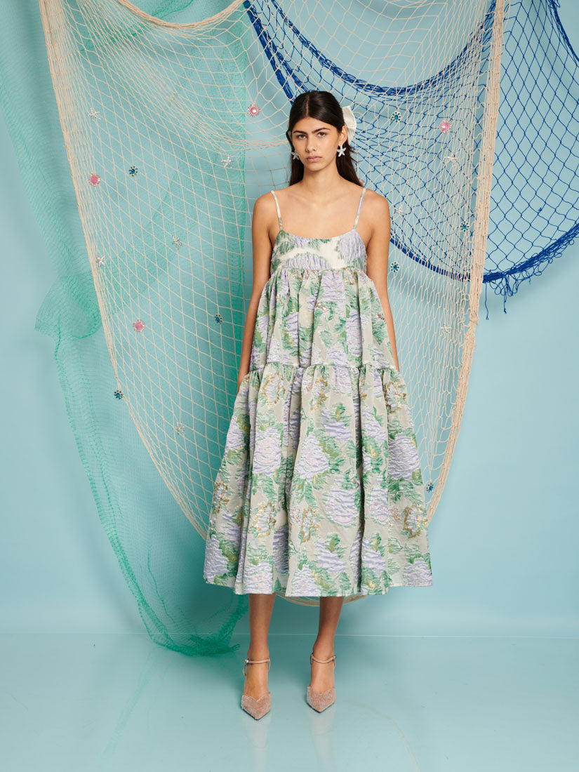 Ashore Floral Jacquard Midi Dress