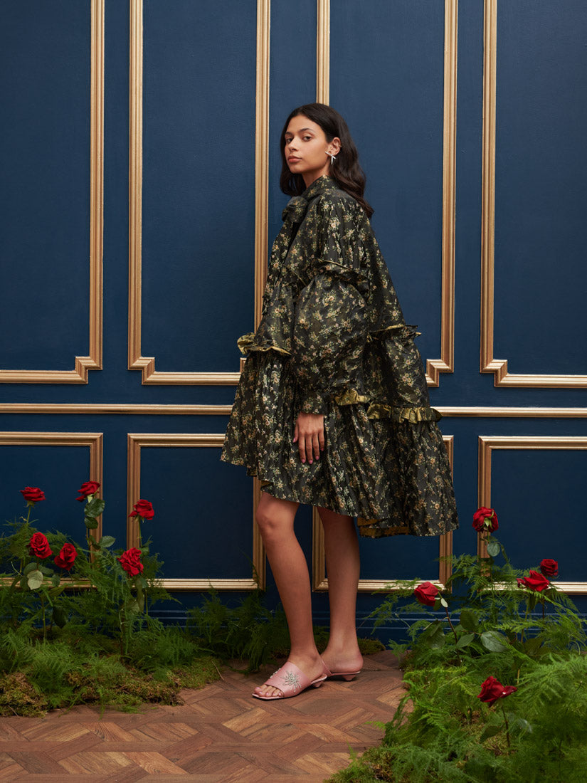 Monarch Floral Jacquard Dress