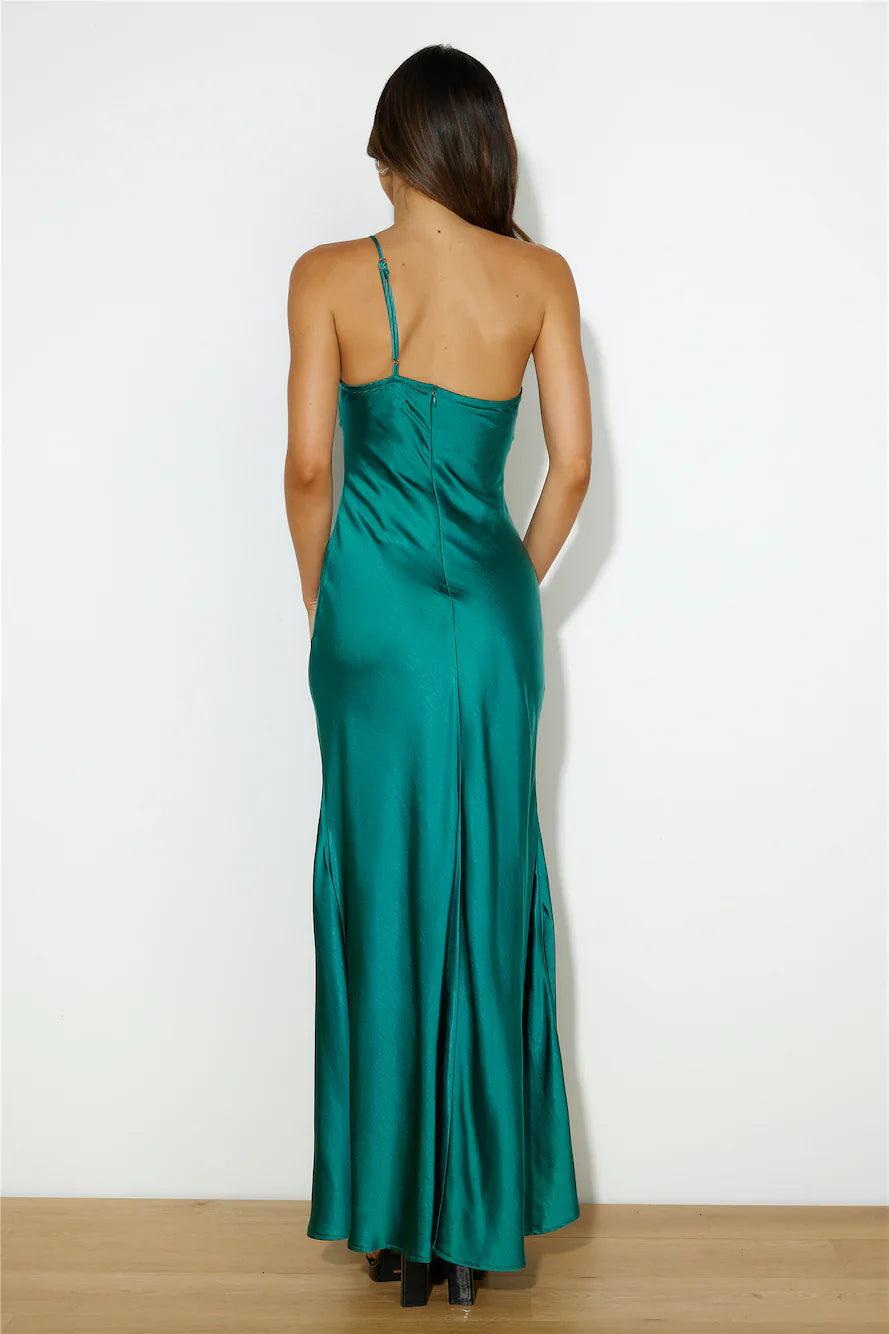 Silk Statement Satin Maxi Dress Teal