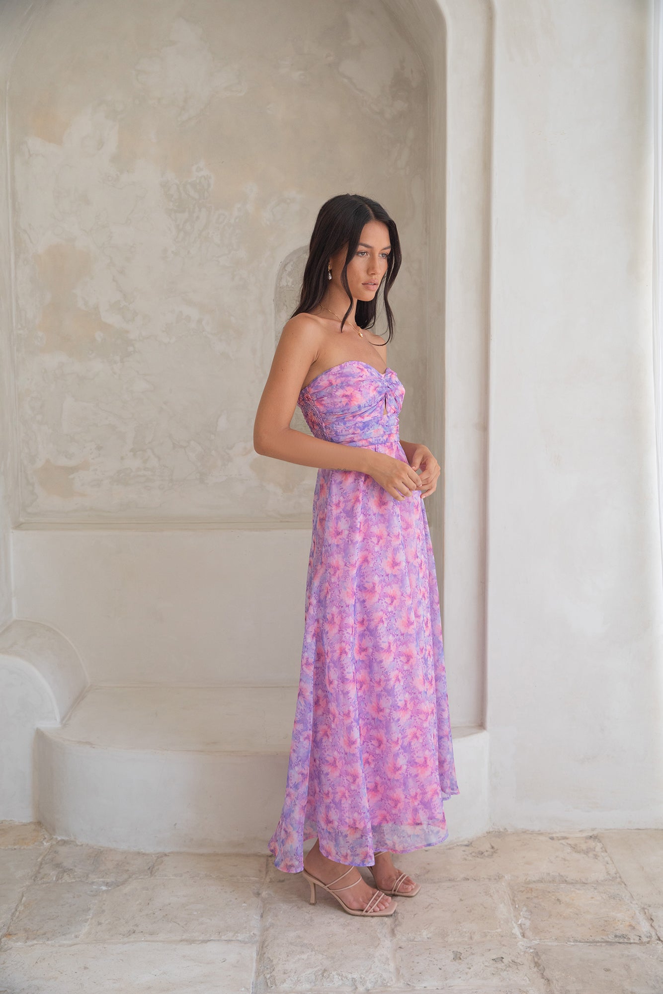 Upon The Moon Strapless Maxi Dress Purple