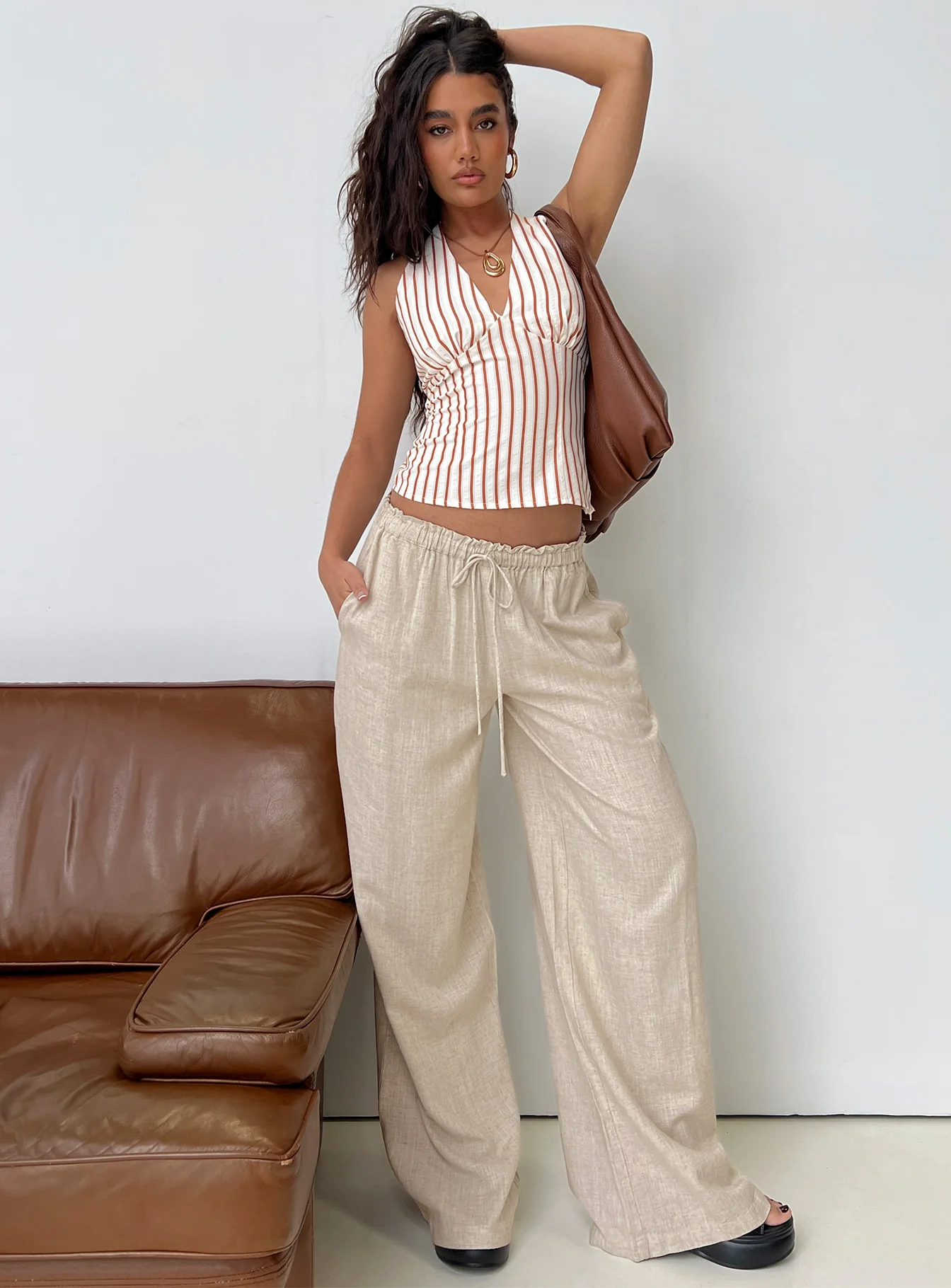 Seascape Oversize Tie Pants Natural