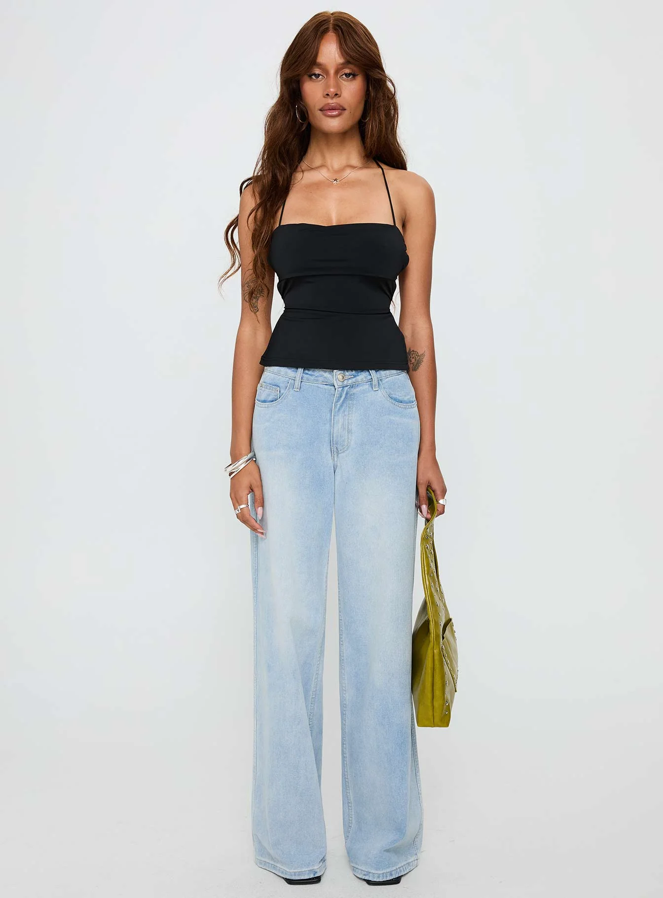 In The End Tie Back Top Black