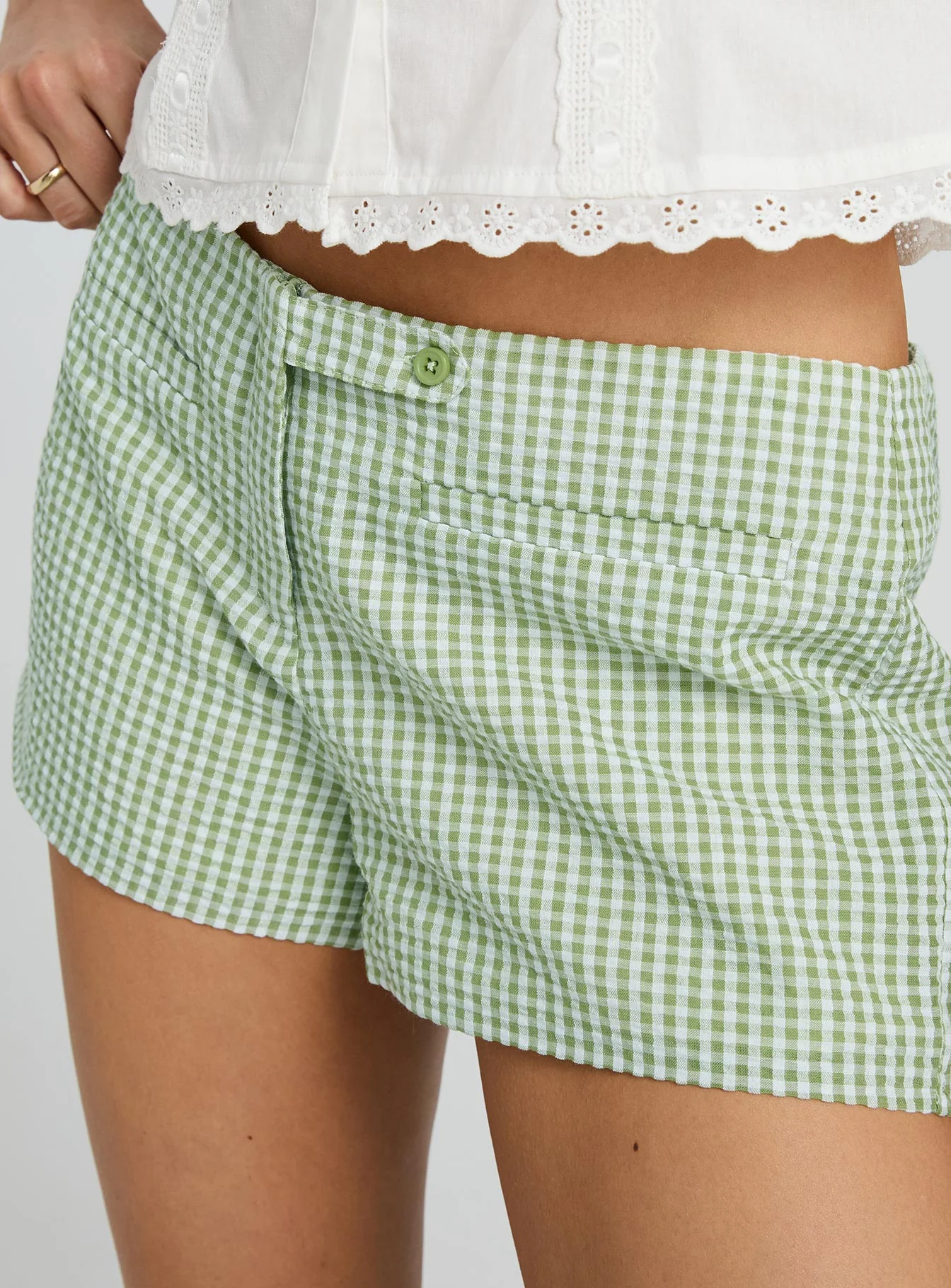 Hot Commodity Micro Shorts Green Check