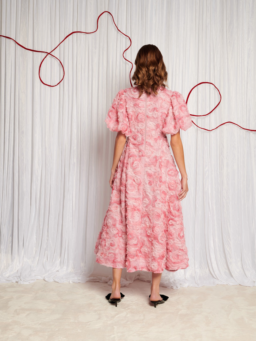 Rose Finch Tulle Midi Dress