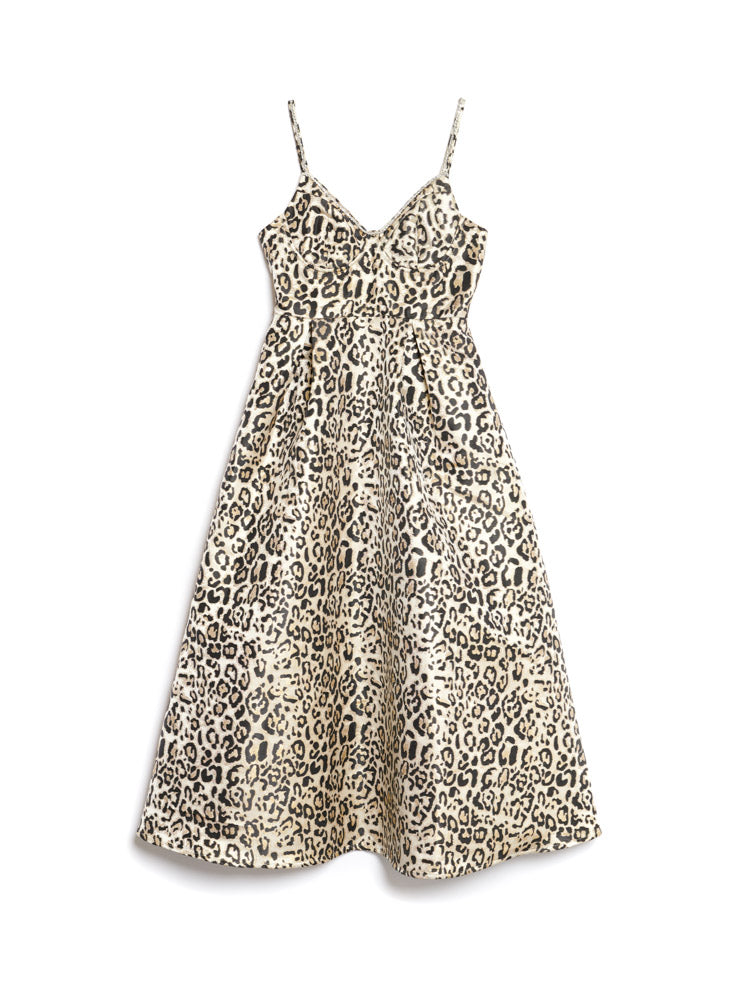 Gilded Leopard Midi Dress