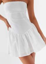 Larnie Linen Mini Dress - White Larnie Linen Mini Dress - White