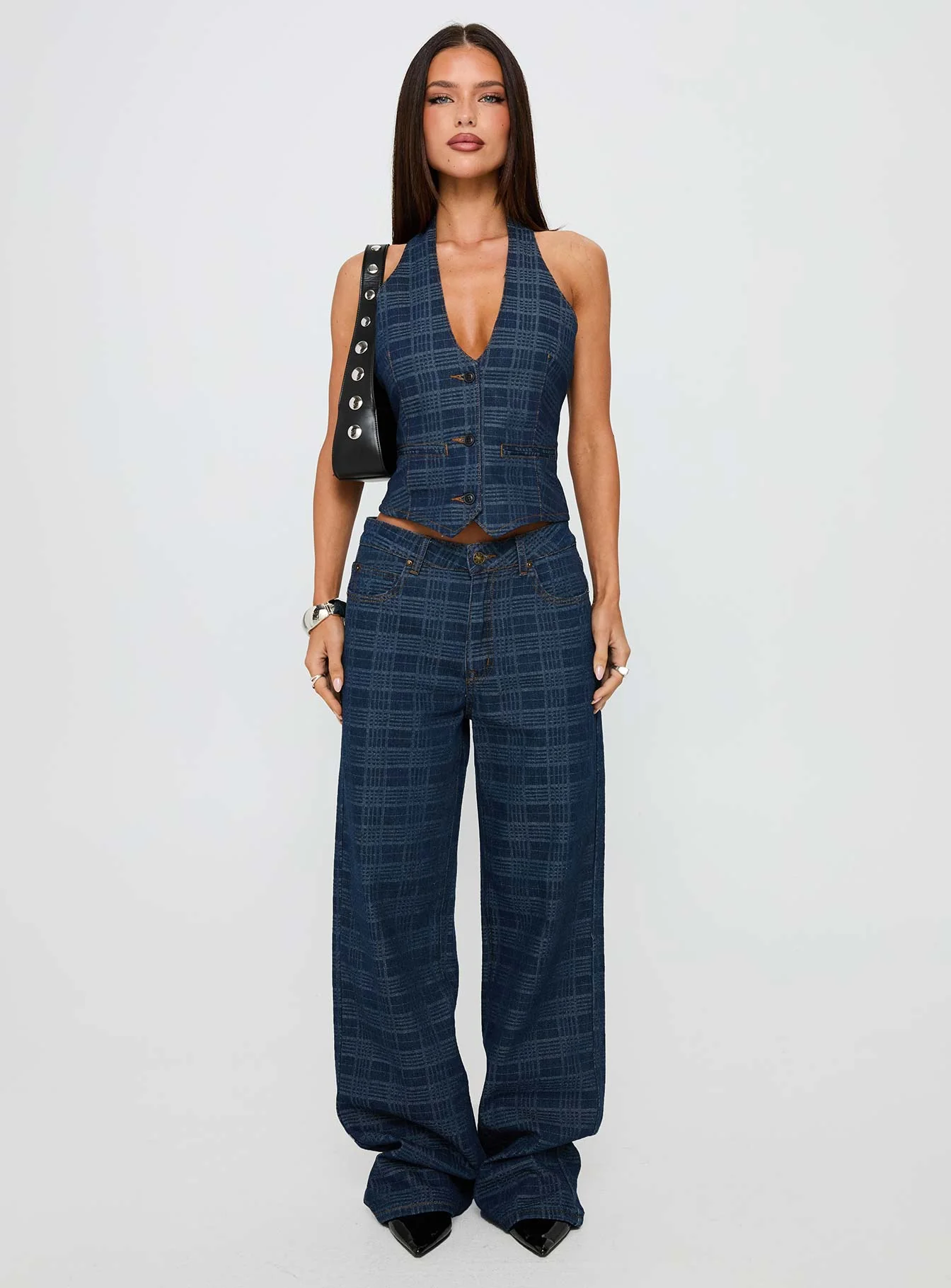 Top Model Jean Indigo Plaid