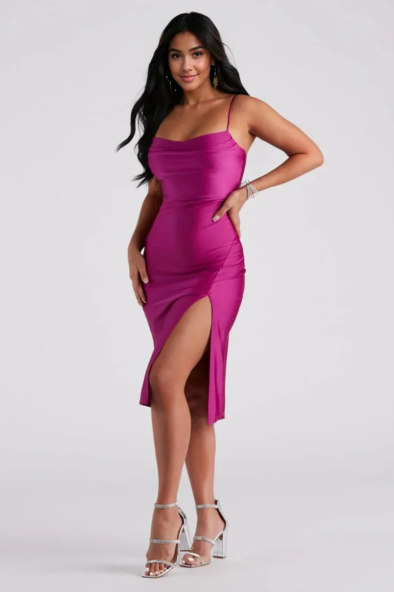 Sleek And Smooth High Slit Midi Dress