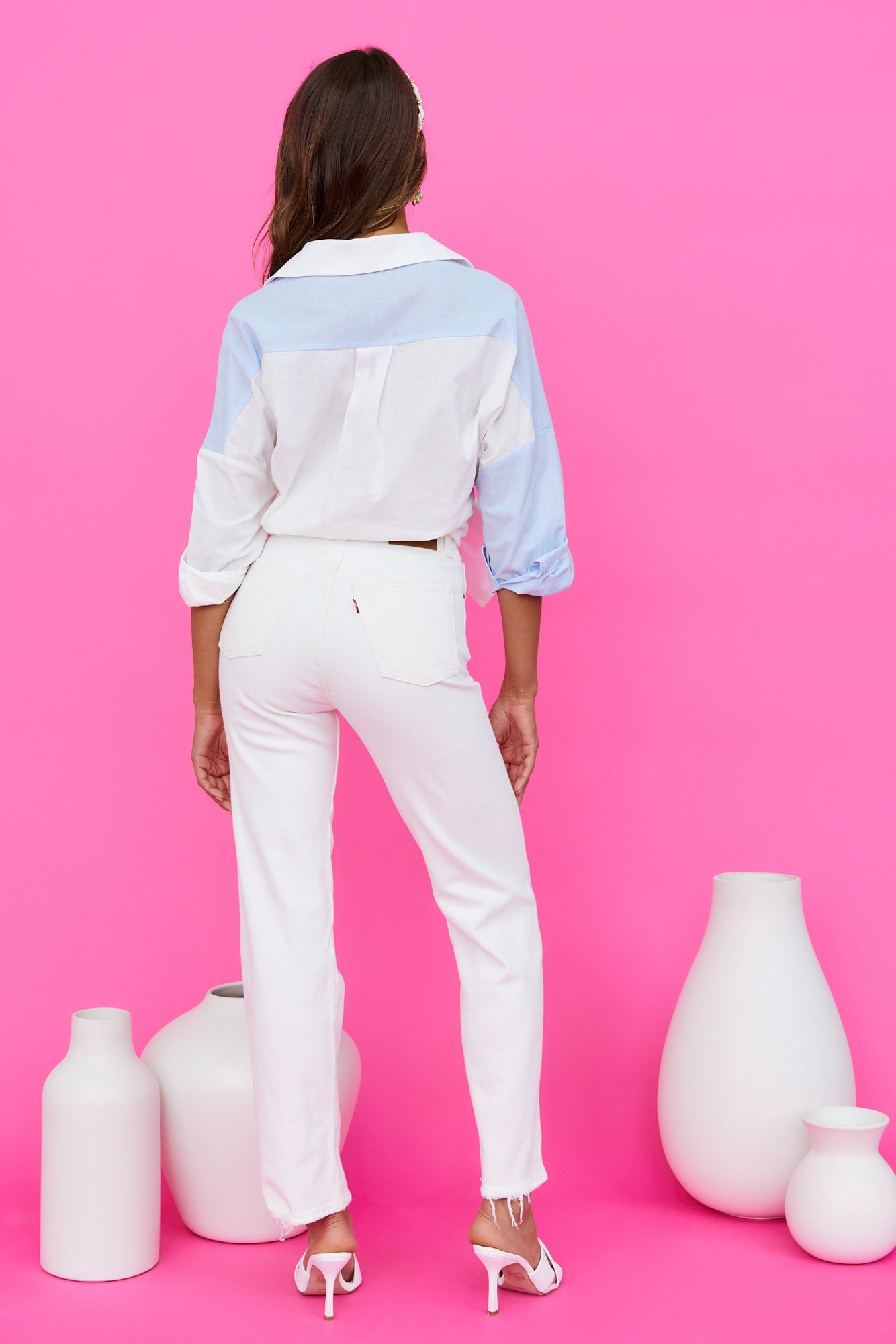 LEVIS Ribcage Straight Jeans Ankle Cloud Over White