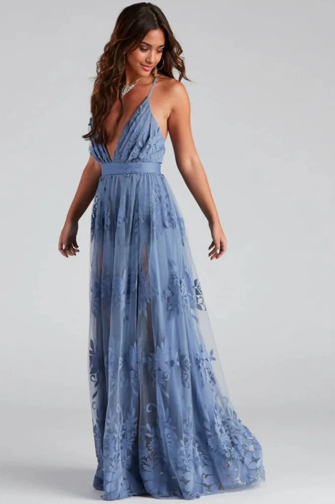 Formal Flocked Velvet Dress