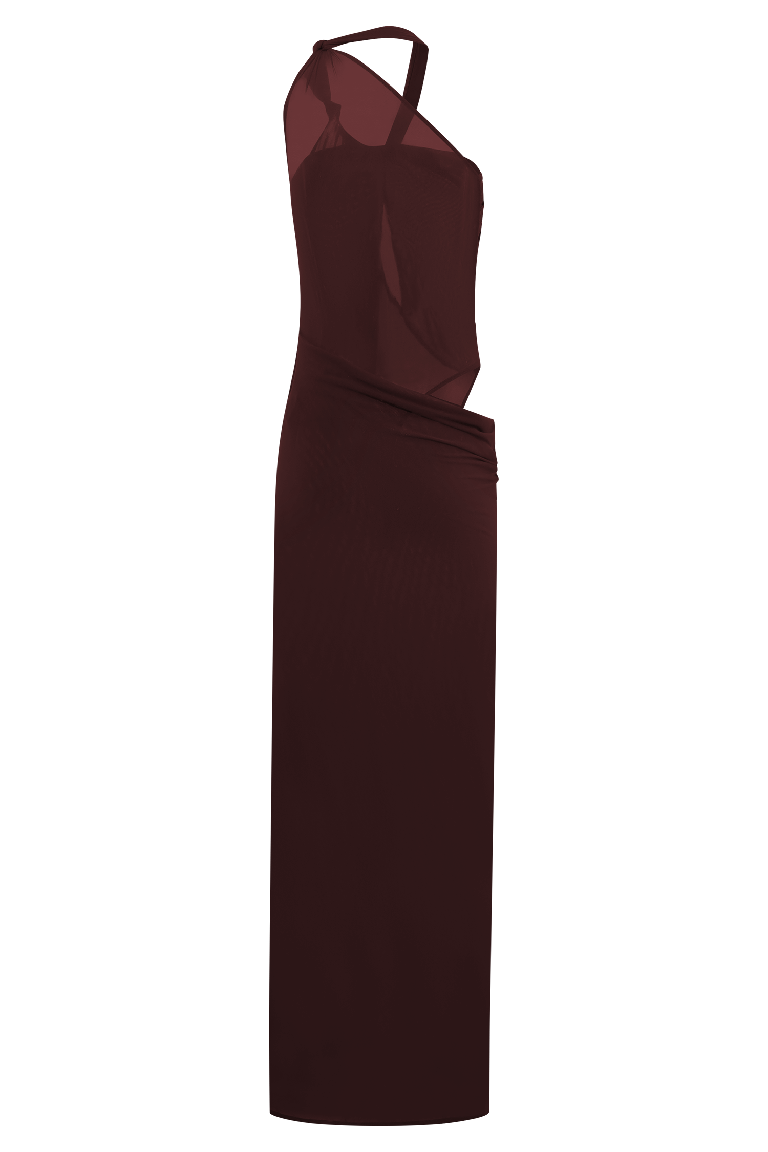 Edwina Knotted Mesh Maxi Dress - Mahogany