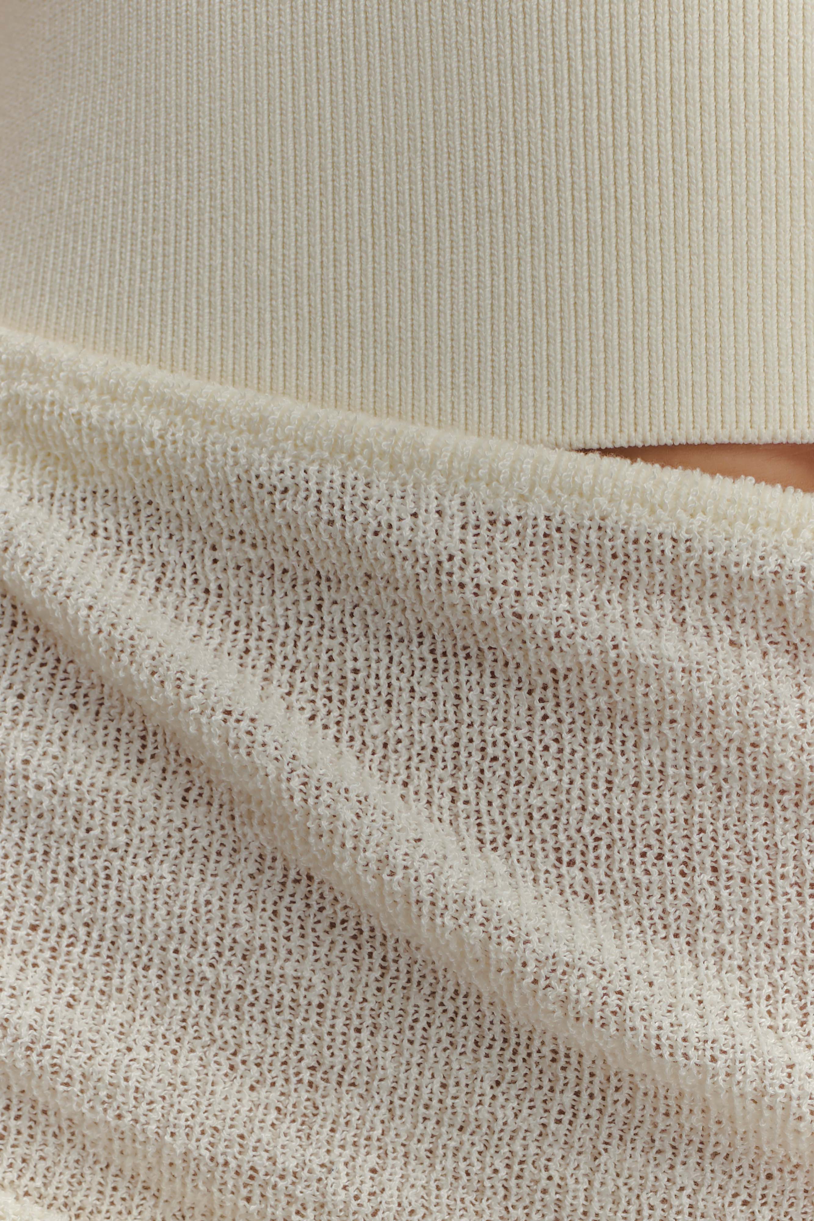 Cali Drape Skirt Knit Mini Dress - Ivory