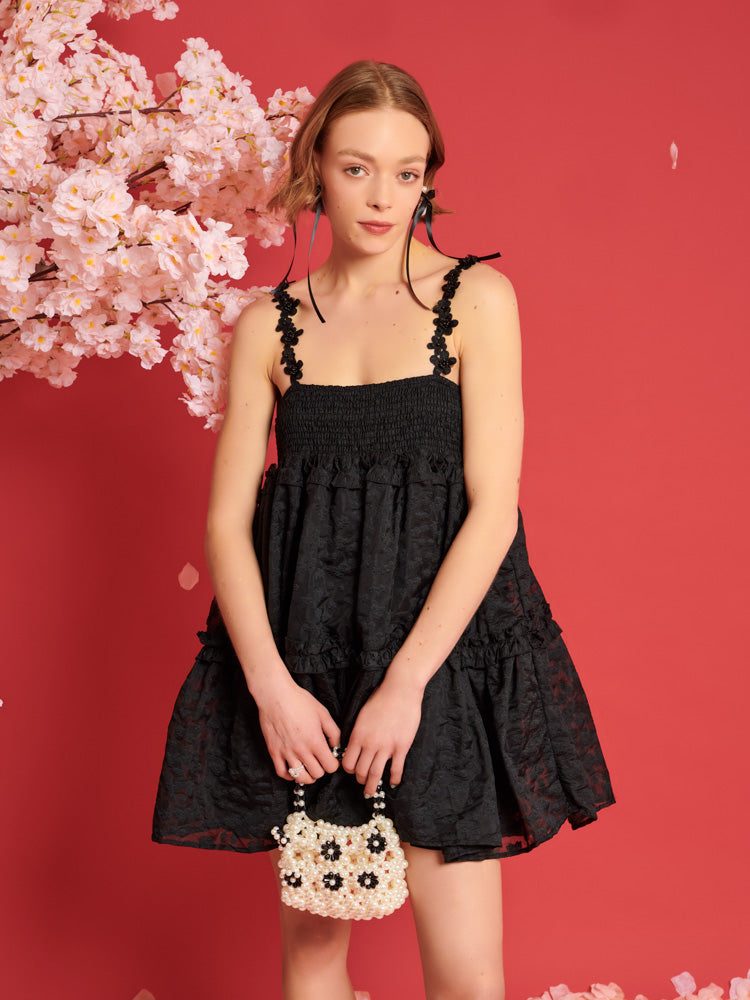 Enflower Jacquard Mini Dress