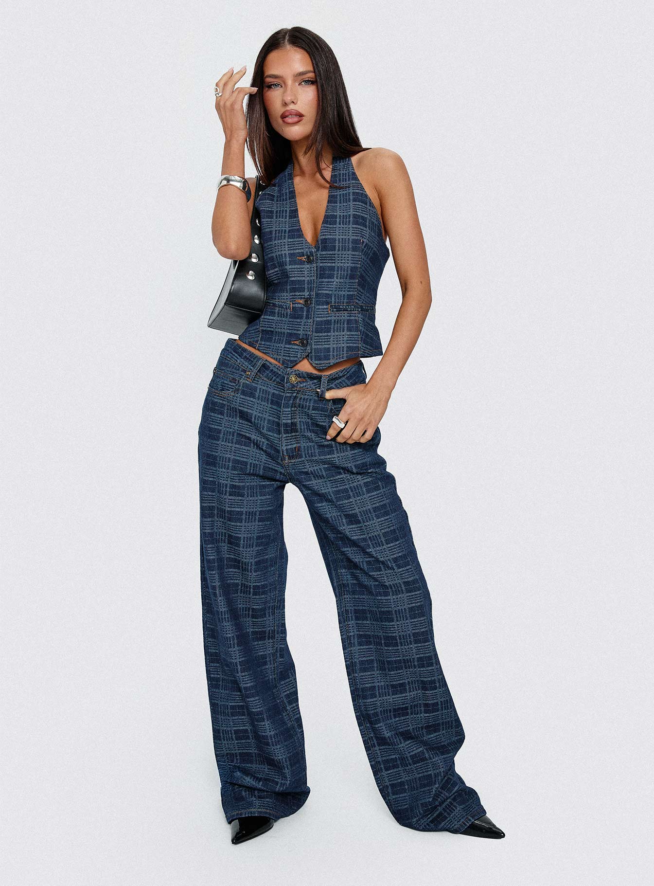 Top Model Jean Indigo Plaid