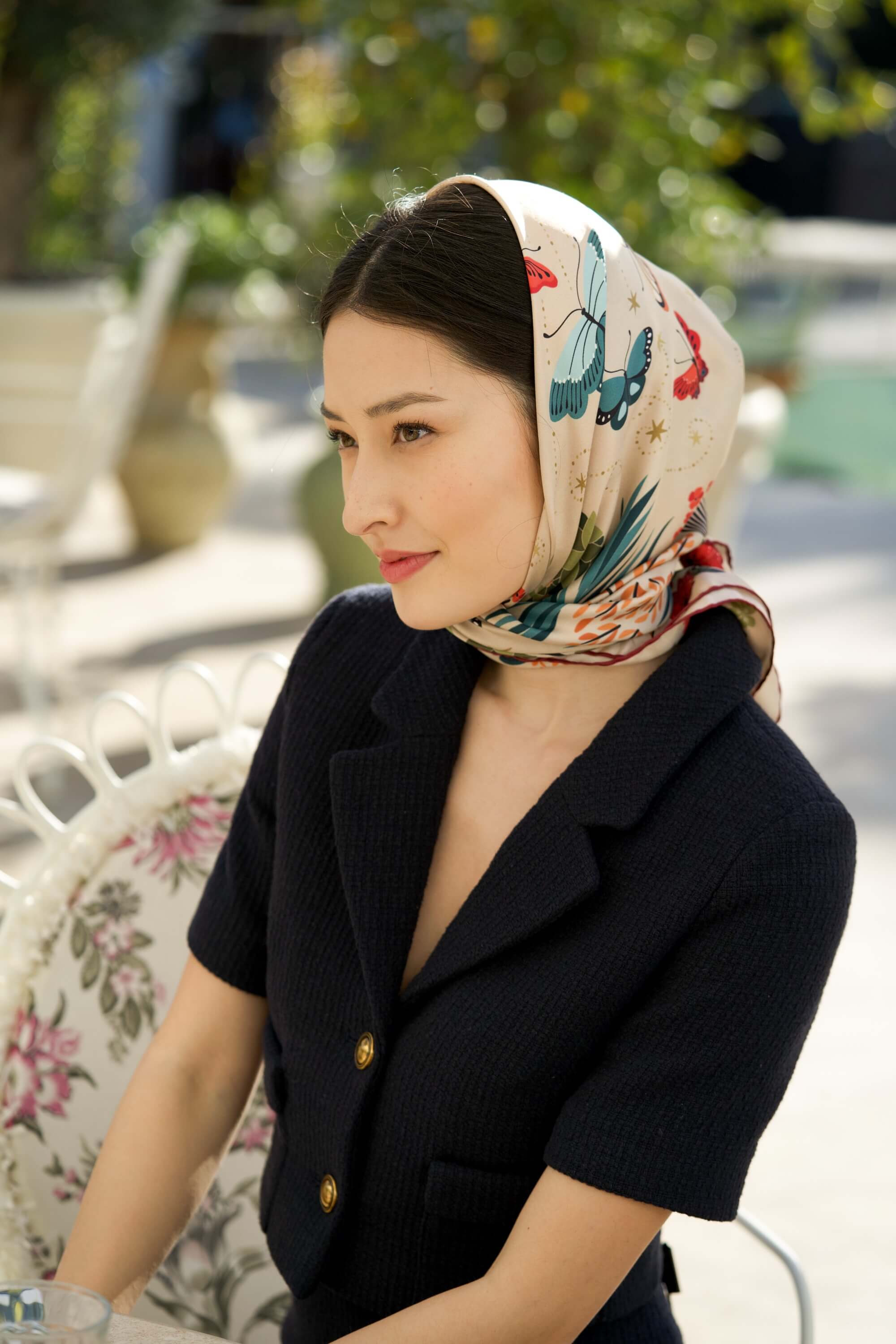 The Moon Butterfly Silk Square Scarf