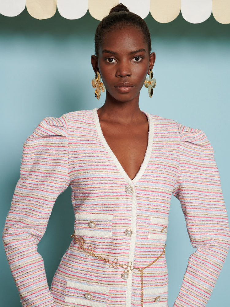 Honeydew Tweed Mini Dress