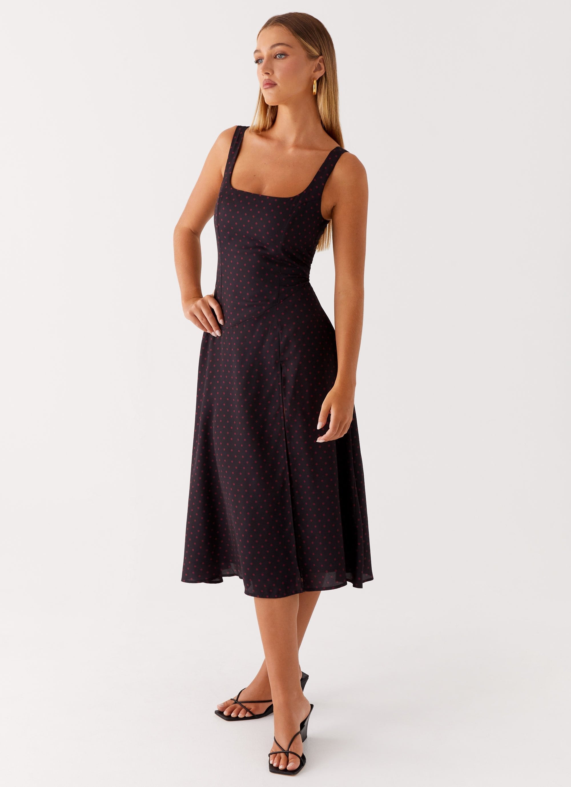 Rowyn Midi Dress - Black Polka Dot