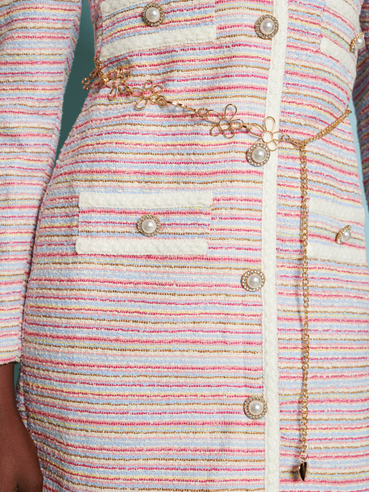 Honeydew Tweed Mini Dress