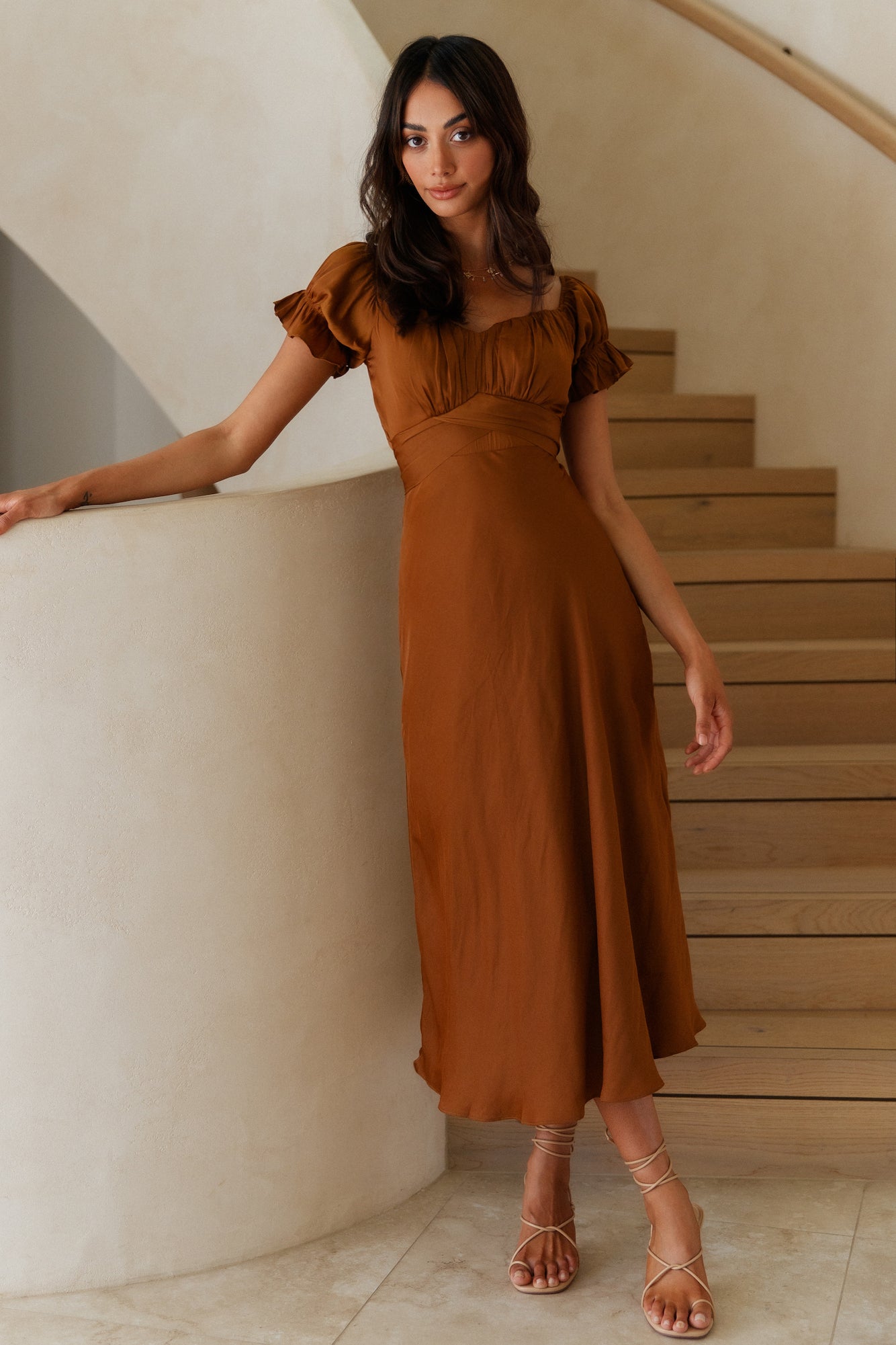Sumatra Midi Dress Brown