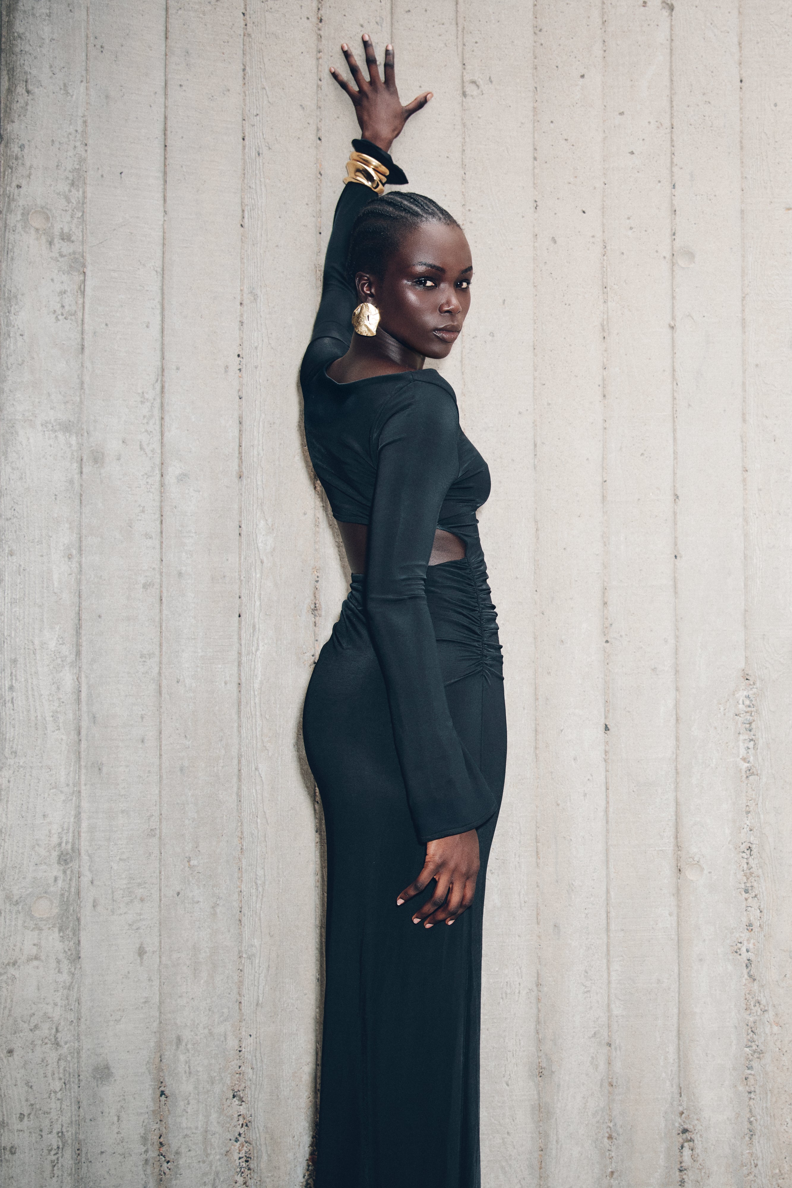 Vienna Slinky Cut Out Maxi Dress - Black