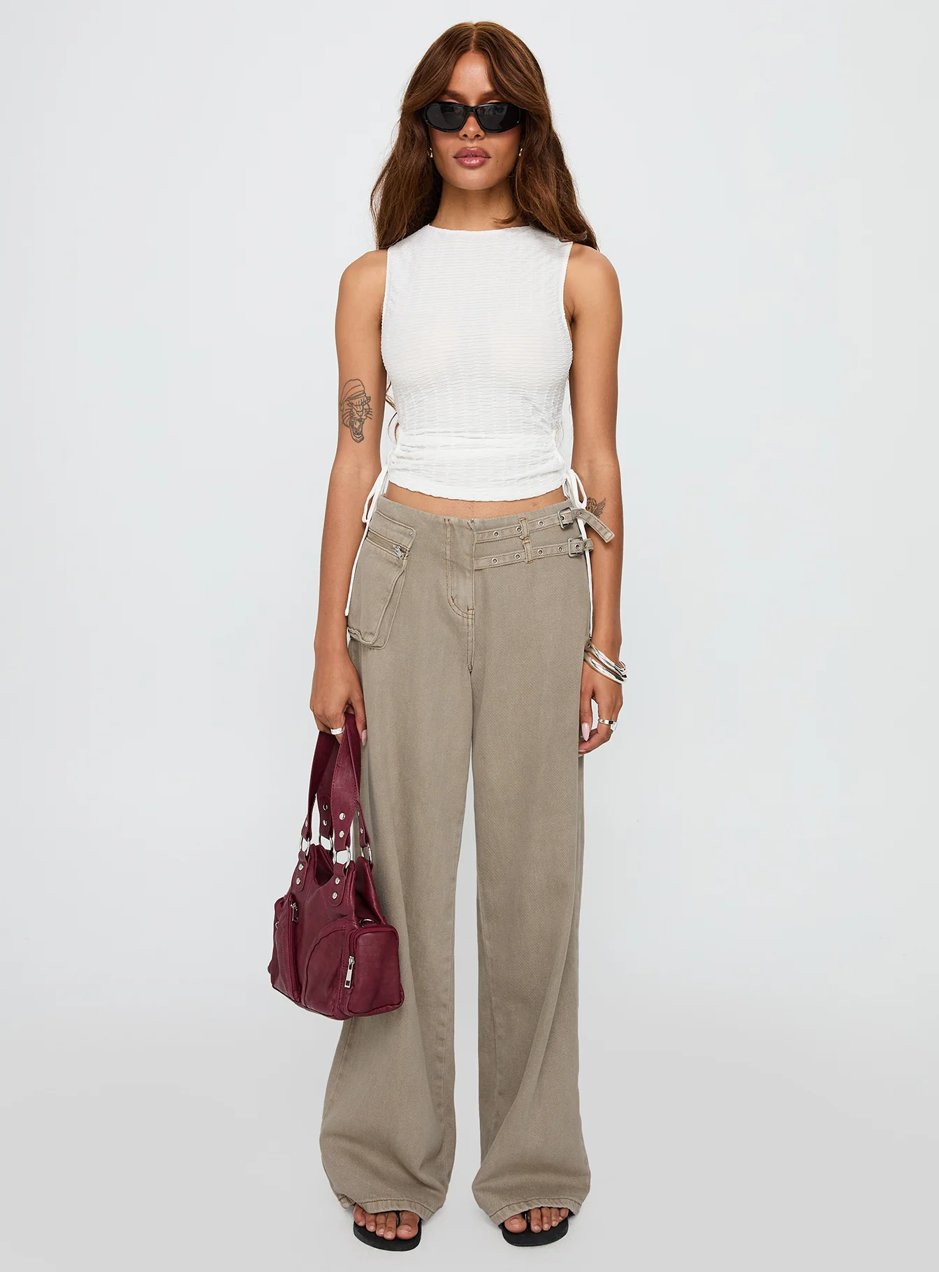 Kaelis Tie Side Top White