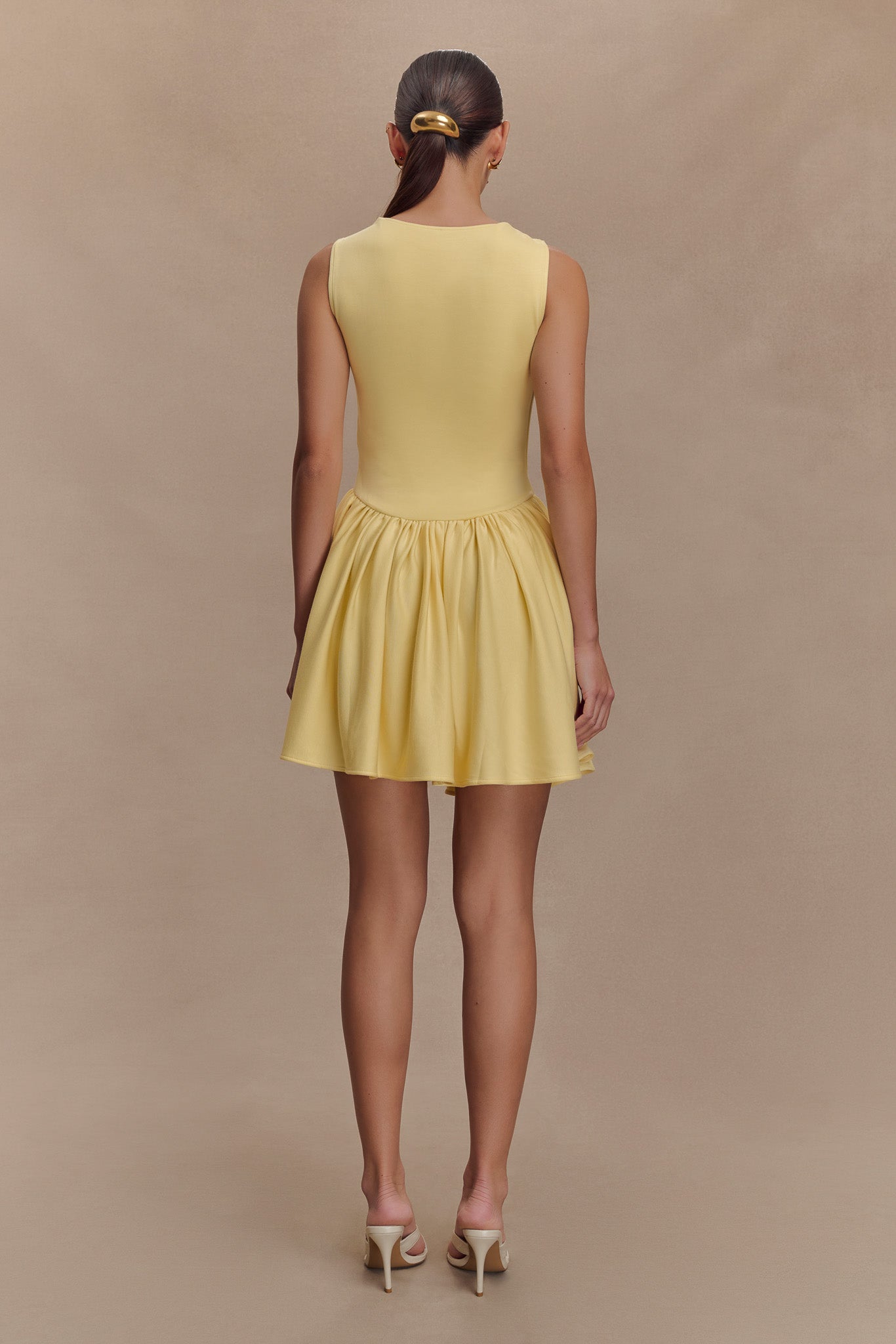 Sharon Scuba Jersey Mini Dress - Pastel Lemon