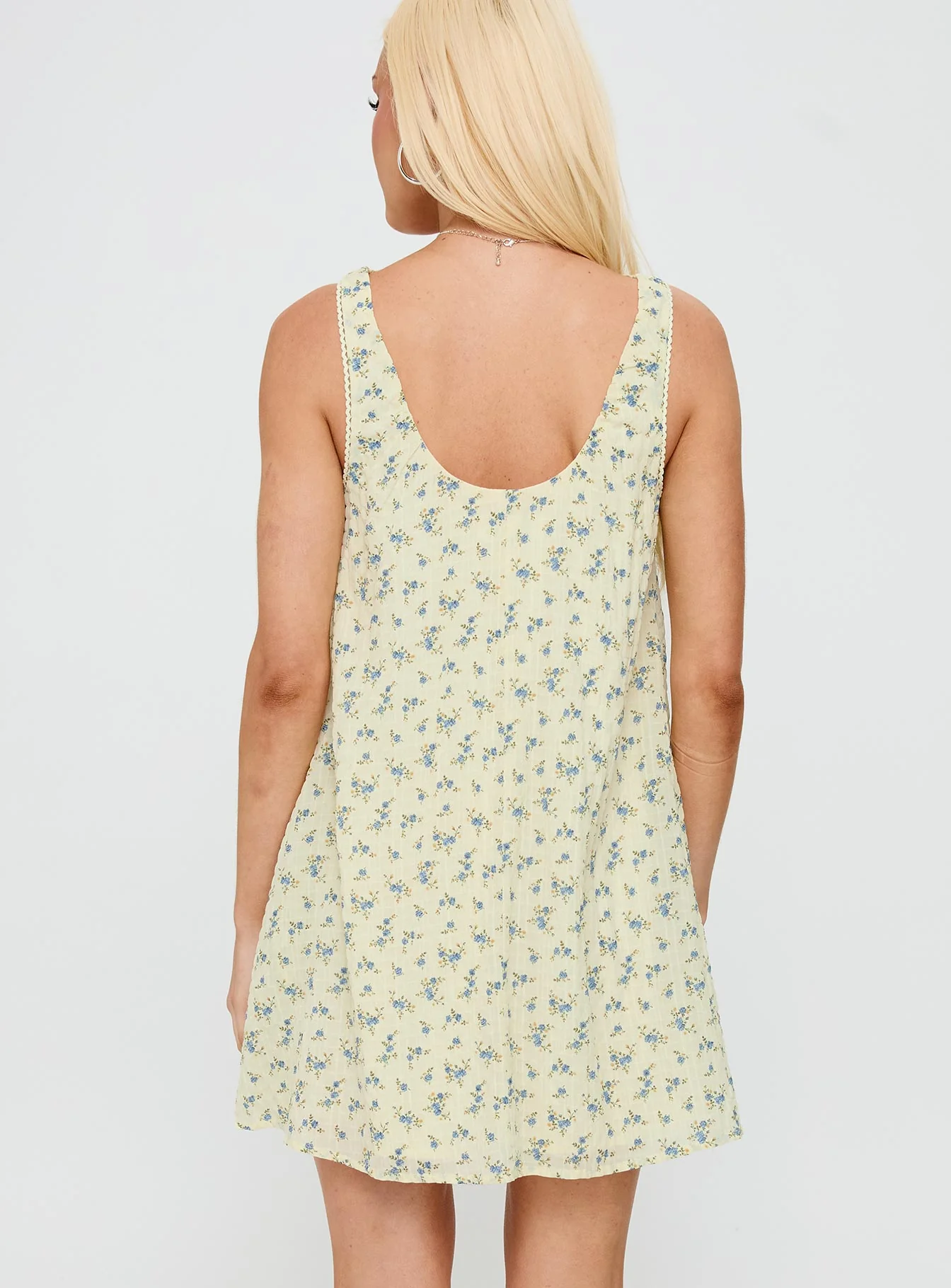 Antiquity Swing Mini Dress Yellow / Blue Floral