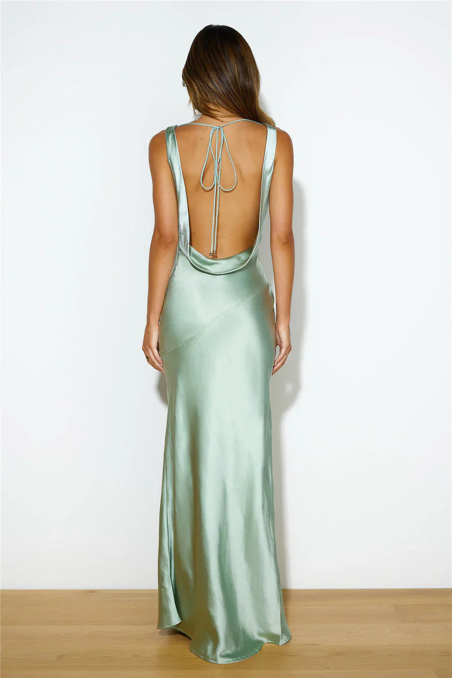 Special Guest Satin Maxi Dress Sage