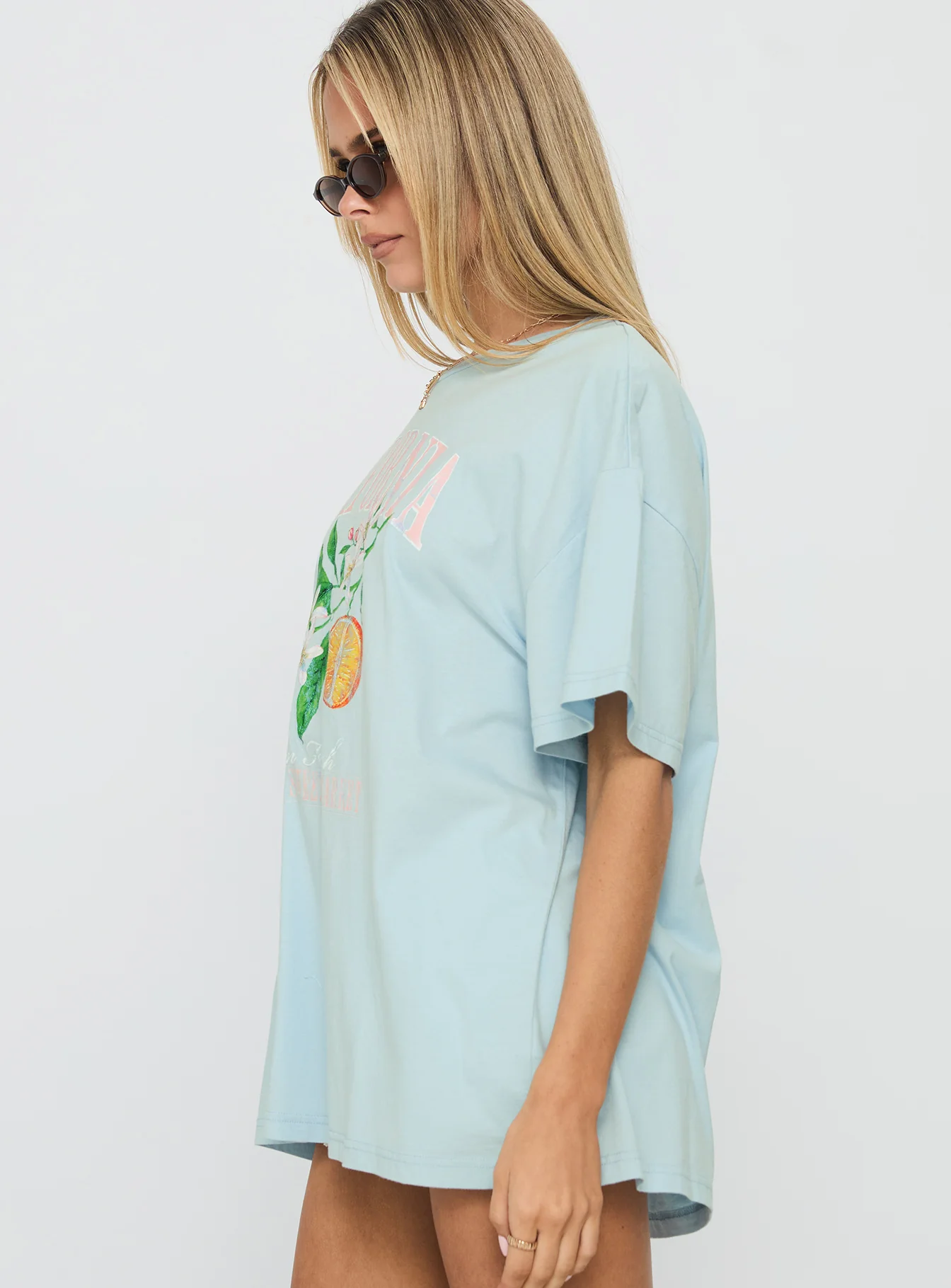 California Sugar Oversized Graphic Tee Blue