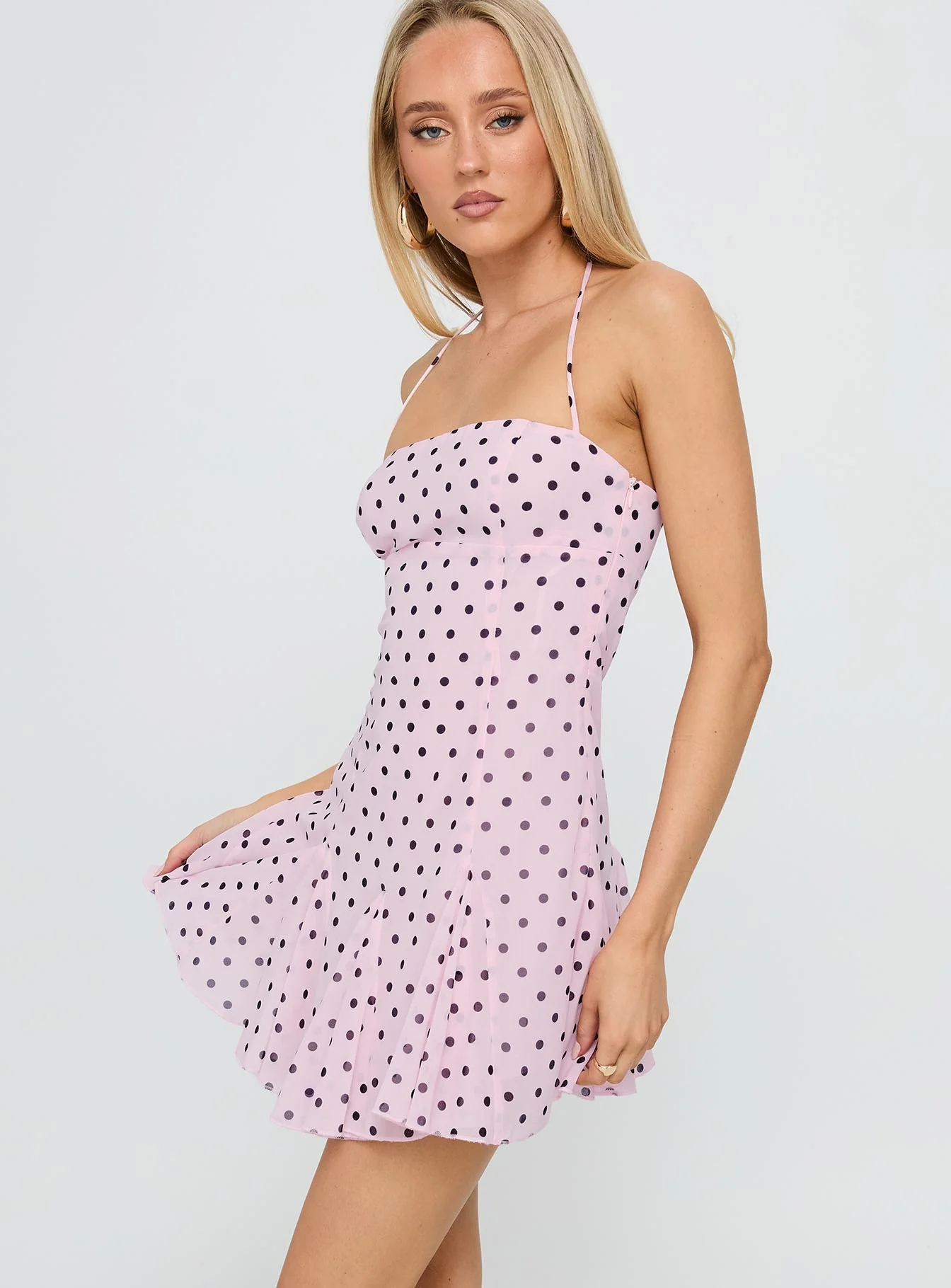 Delamere Mini Dress Pink / Black Polka