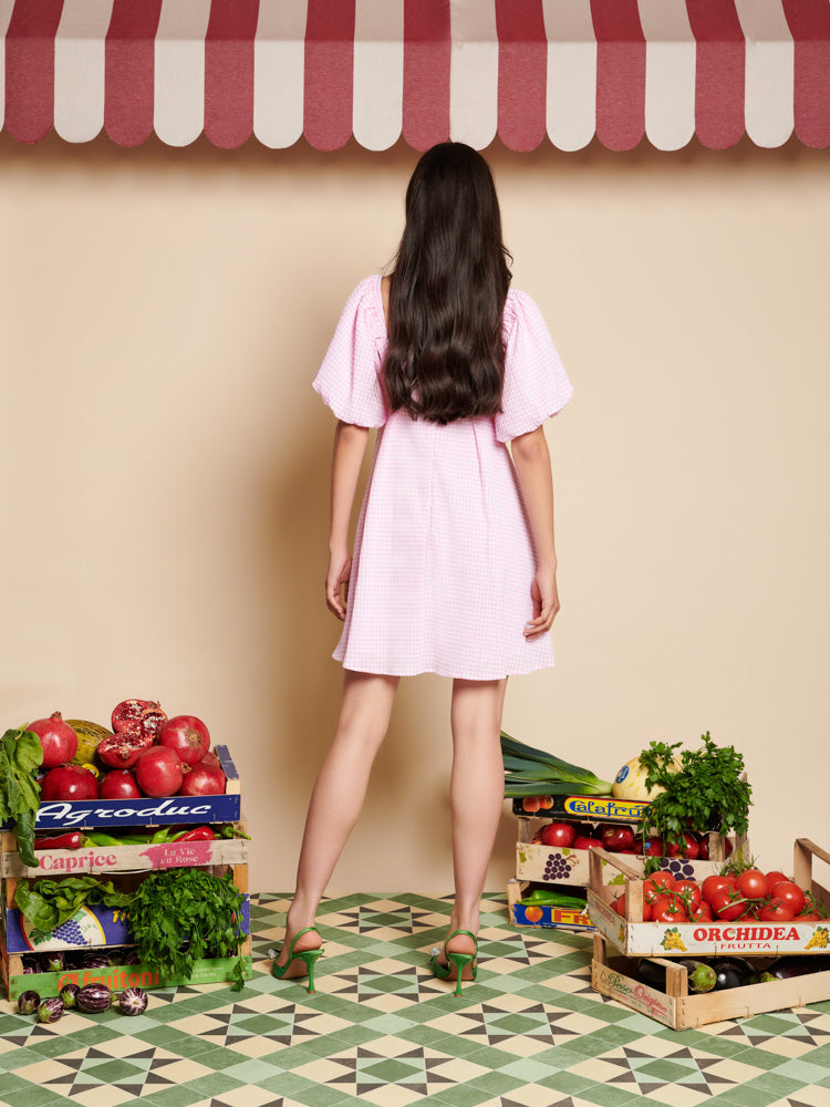 Olive Gingham Mini Dress