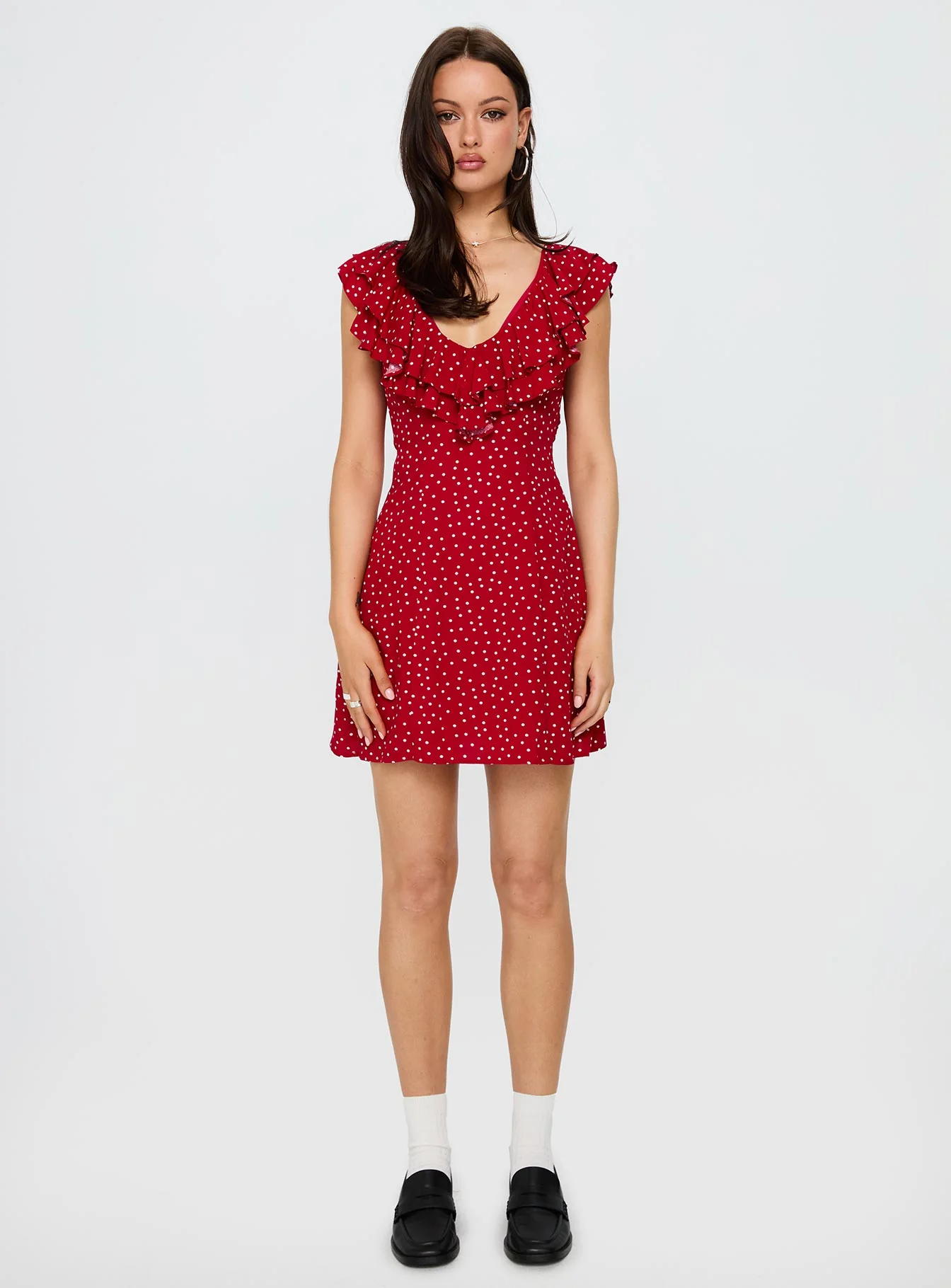 Cherry Schnapps Flutter Mini Dress Red Polka