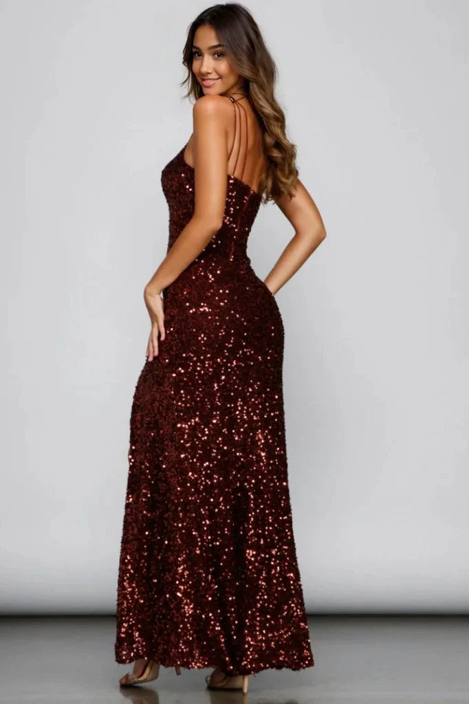 Formal One-Shoulder Sequin Dress