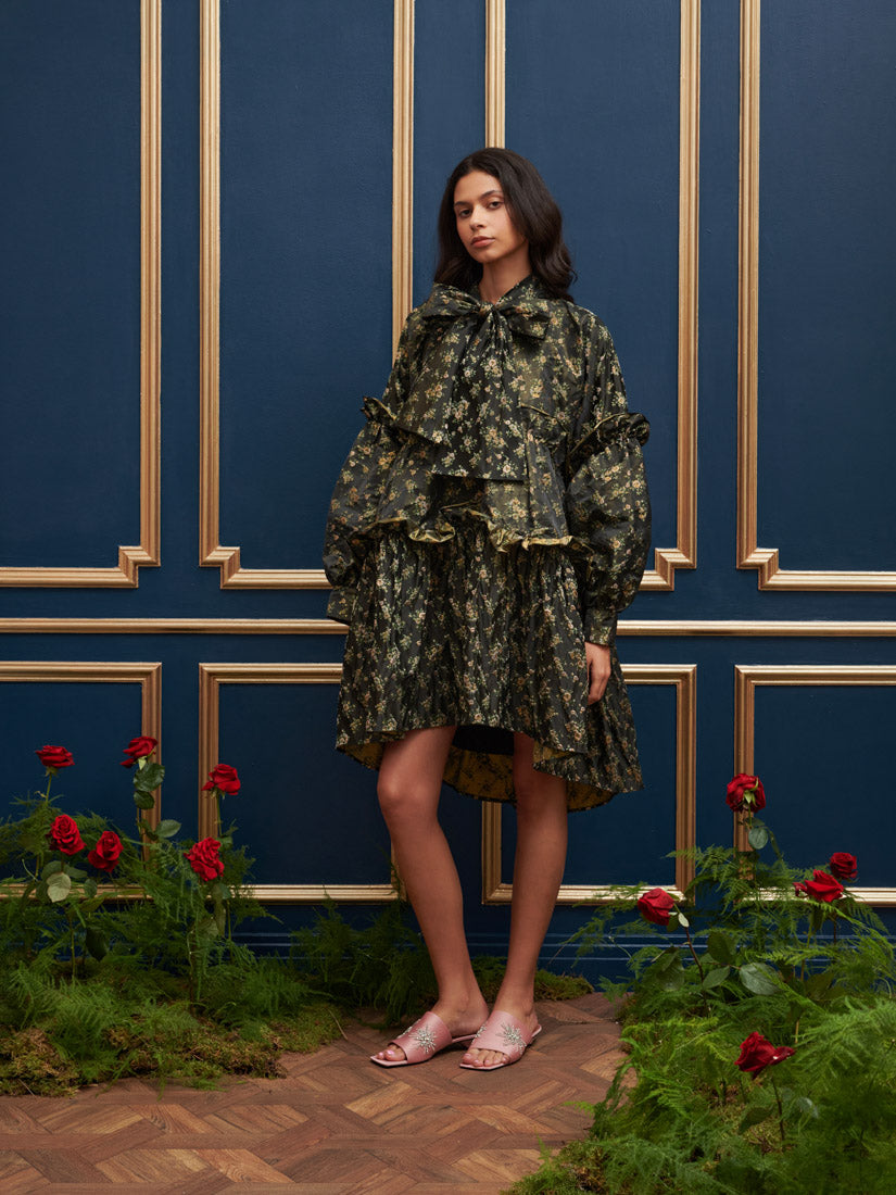 Monarch Floral Jacquard Dress