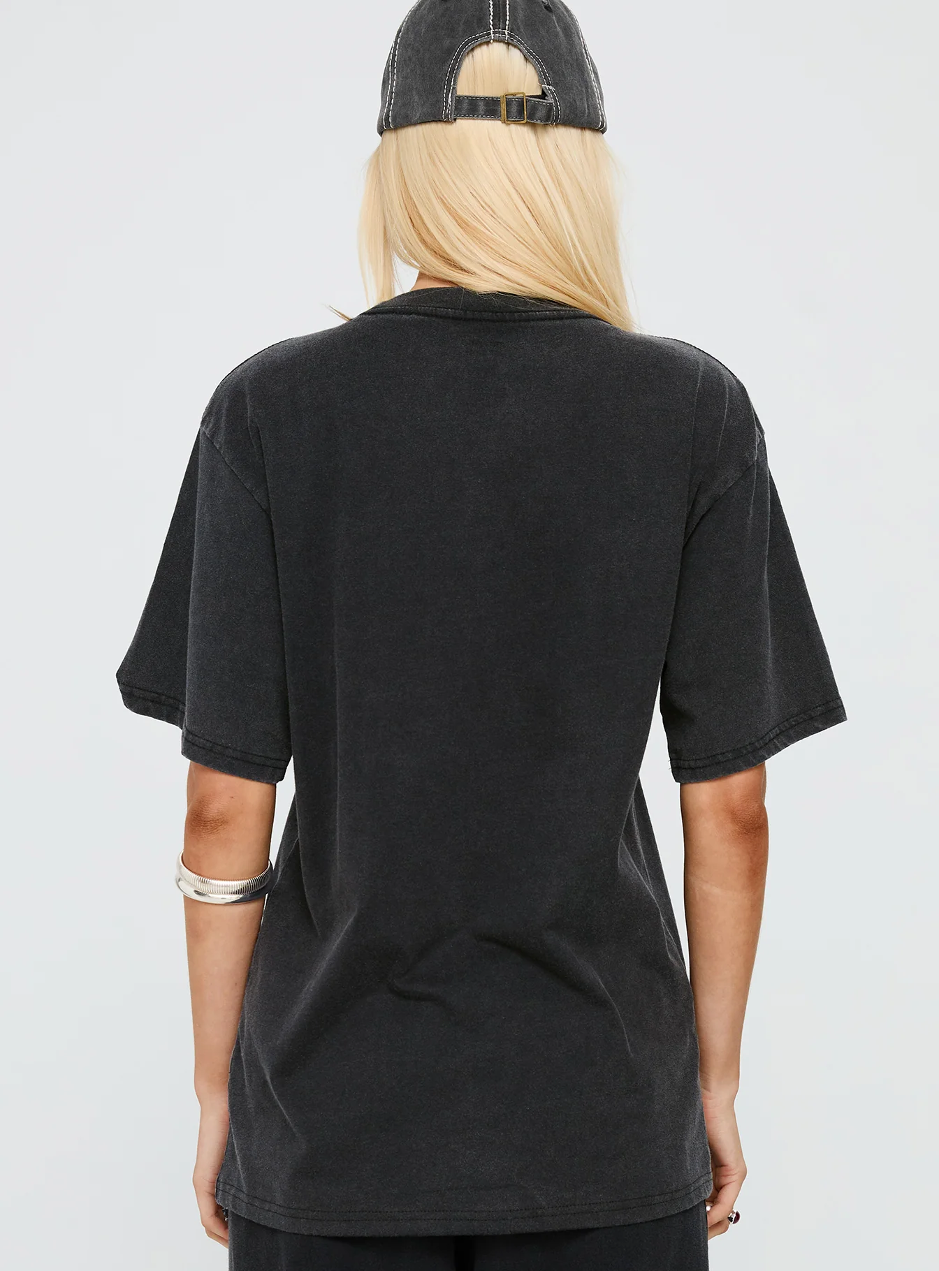 Britney Spears Gimme More Oversized Graphic Top Washed Black