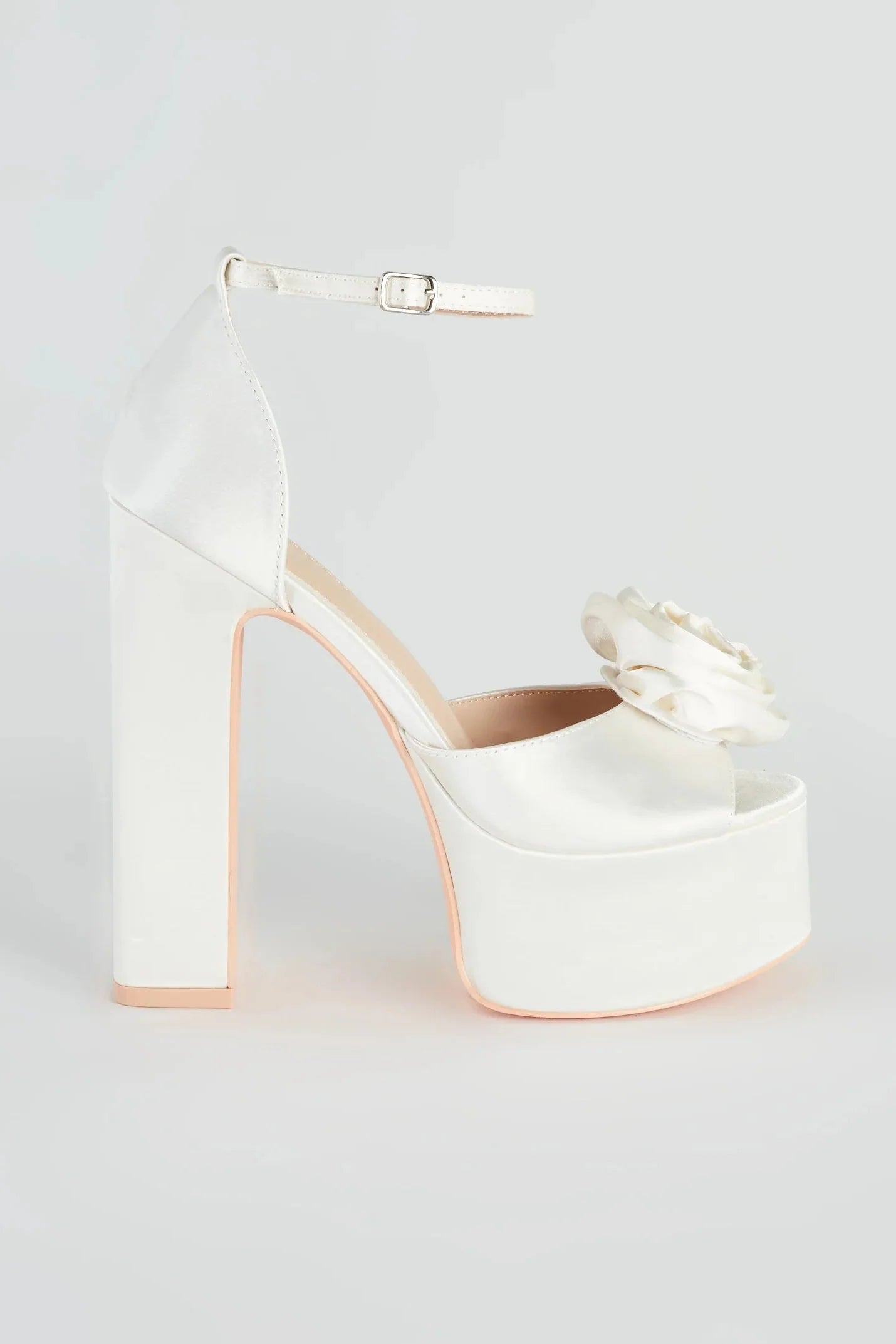 Fashion Strut Satin Rose Platform Heels