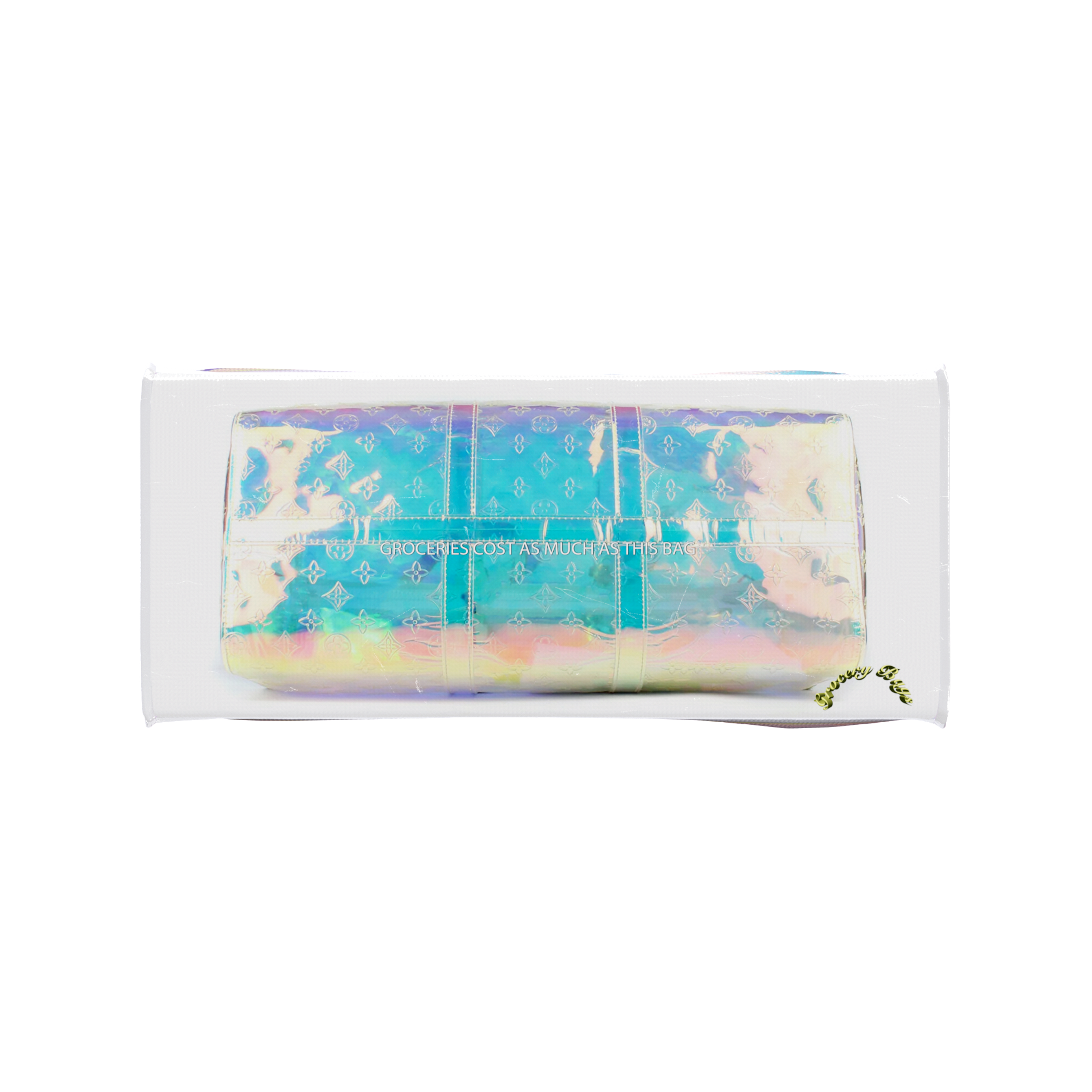 TITA ELVIE DUFFLE GROCERY BAG, BROWN CANVAS, LARGE