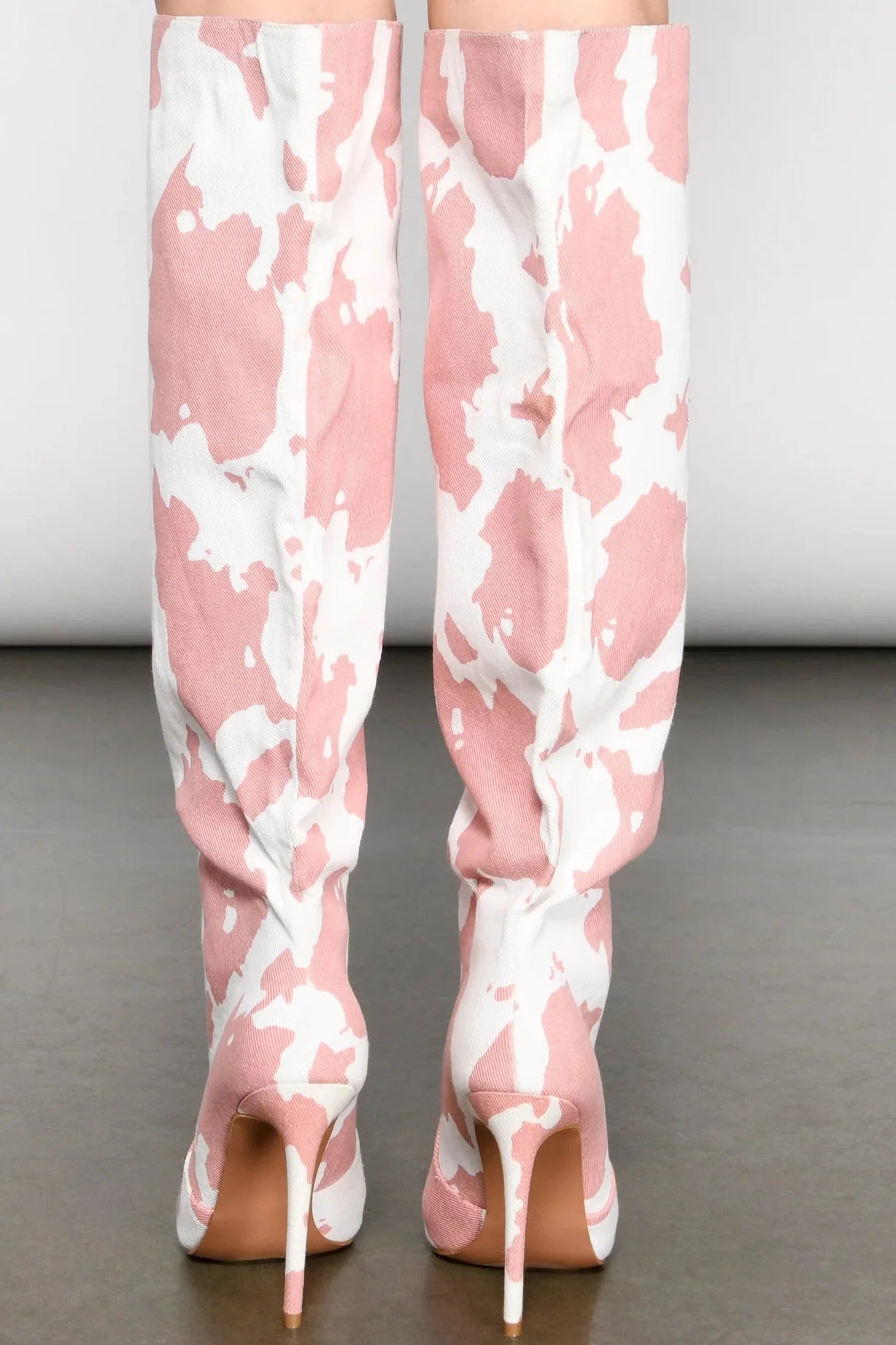 Moo Over Denim Knee-High Stiletto Boots