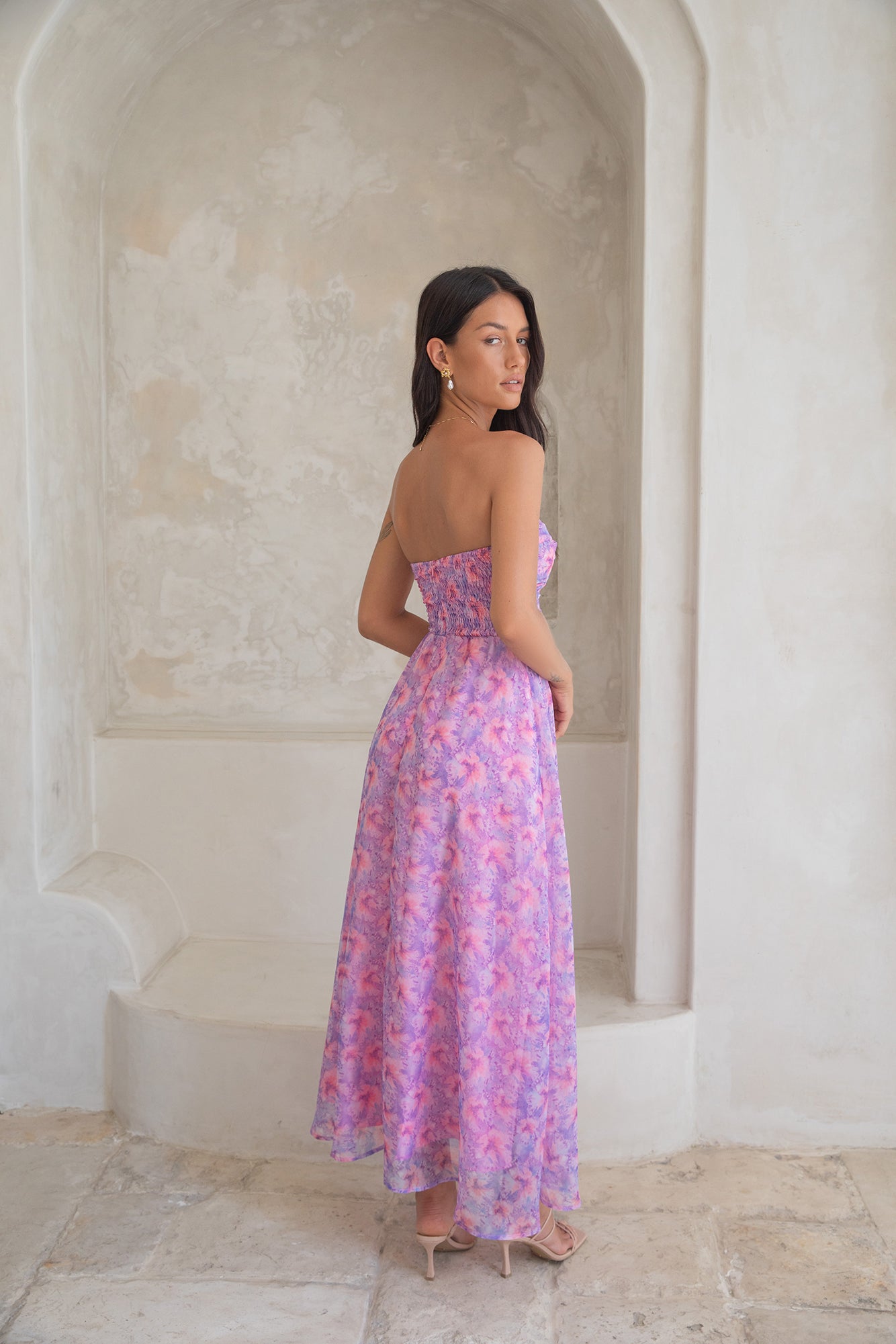 Upon The Moon Strapless Maxi Dress Purple