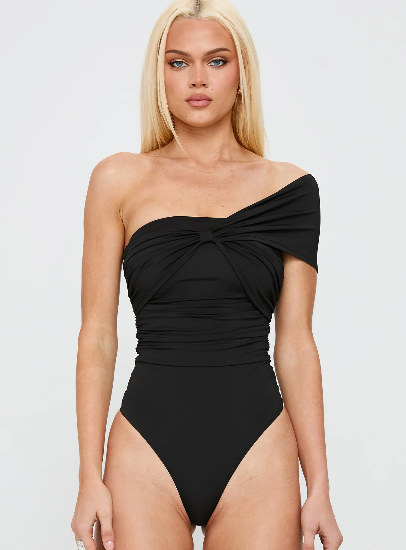 The Real Thing One Shoulder Bodysuit Black